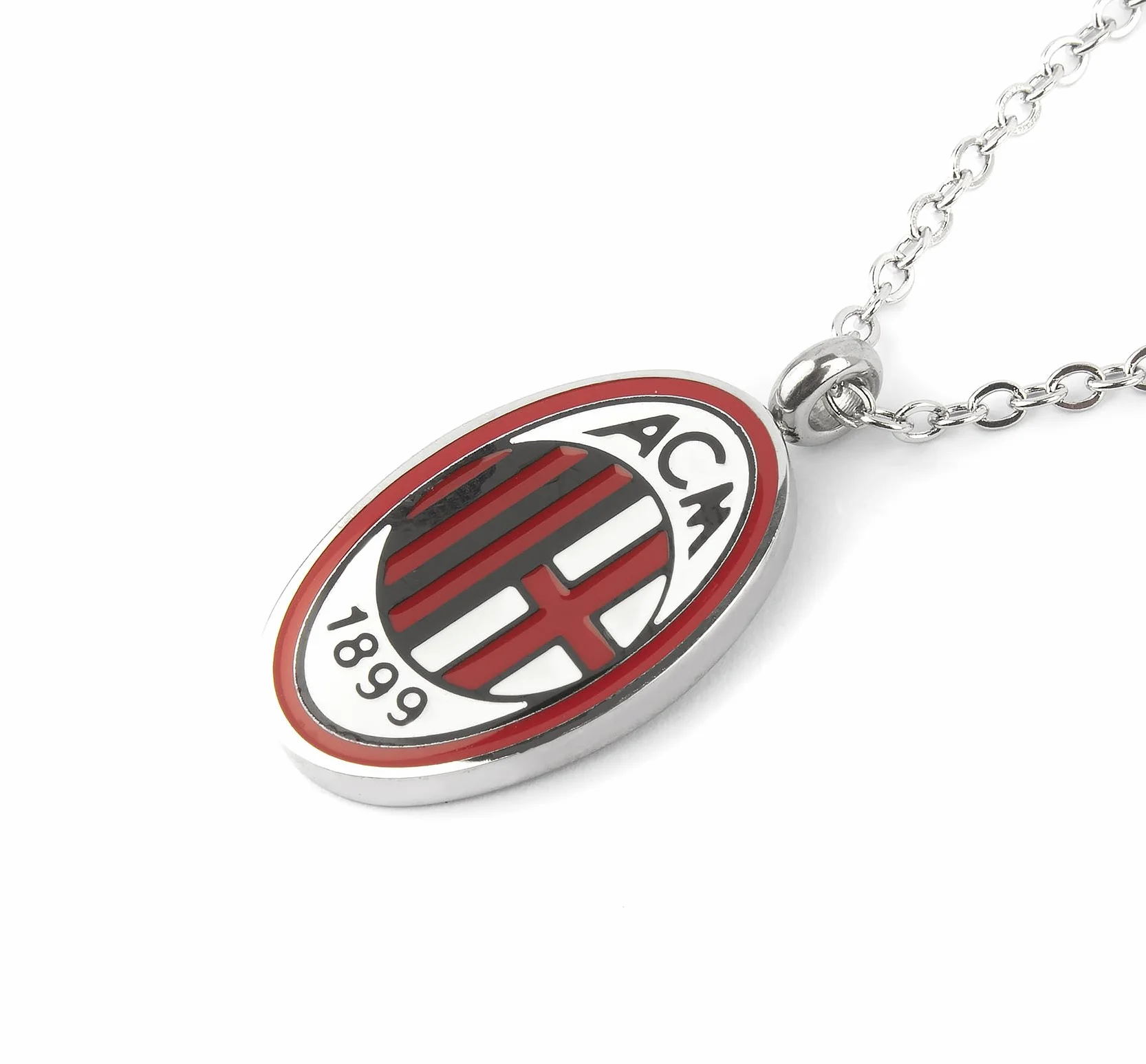 Medaglia AC Milan Ufficiale Acciaio Smalto Collana Versione Bimbo