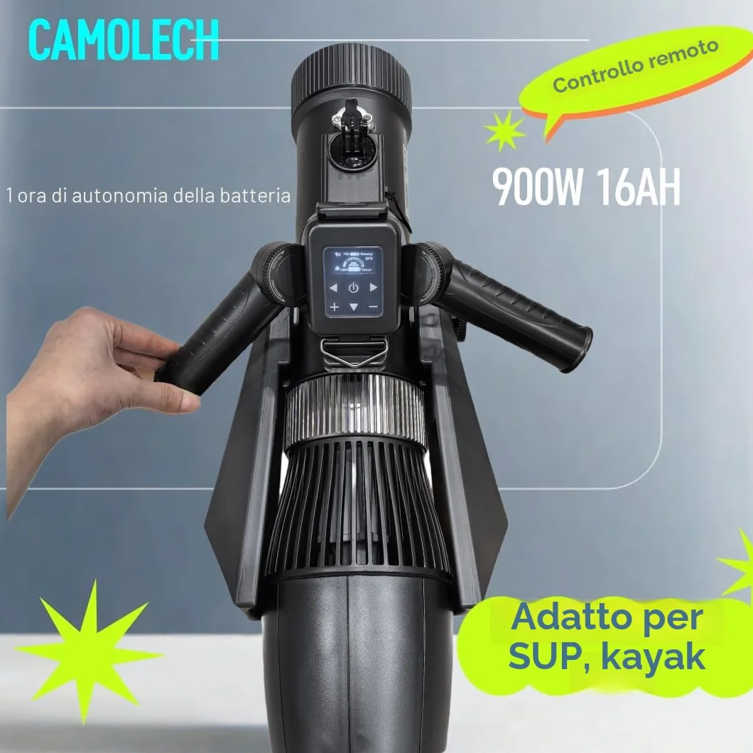 Camolech 900W Scooter Subacqueo con Batteria Rimovibile 16AH, Pinna Elettrica 2,8m/s per SUP Surf Kayak