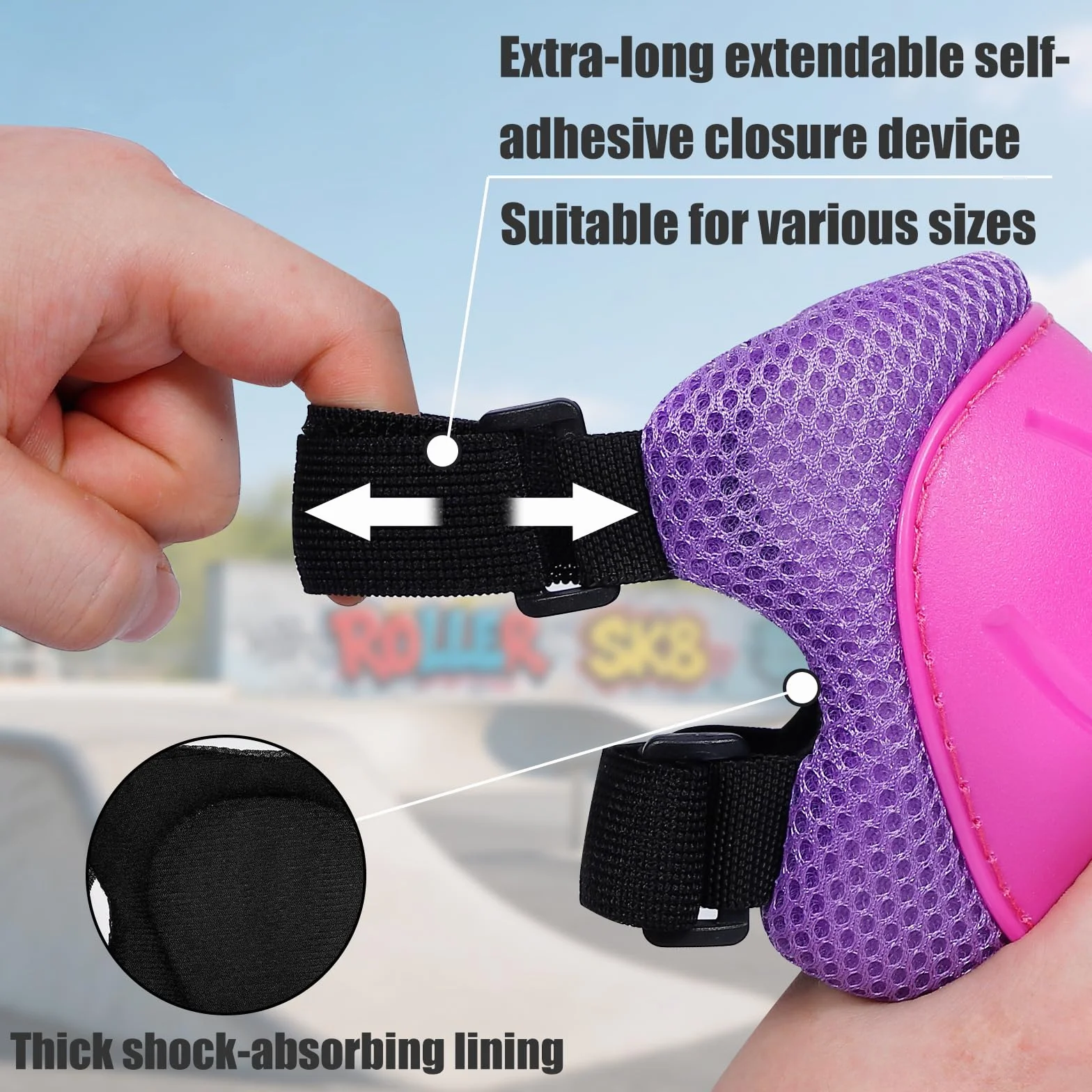 Kit Protezione Bambini 6 in 1, Ginocchiere Gomitiere Polsiere Regolabile, Attrezzatura Protettiva per Skateboard Pattinaggio Scooter Bicicletta