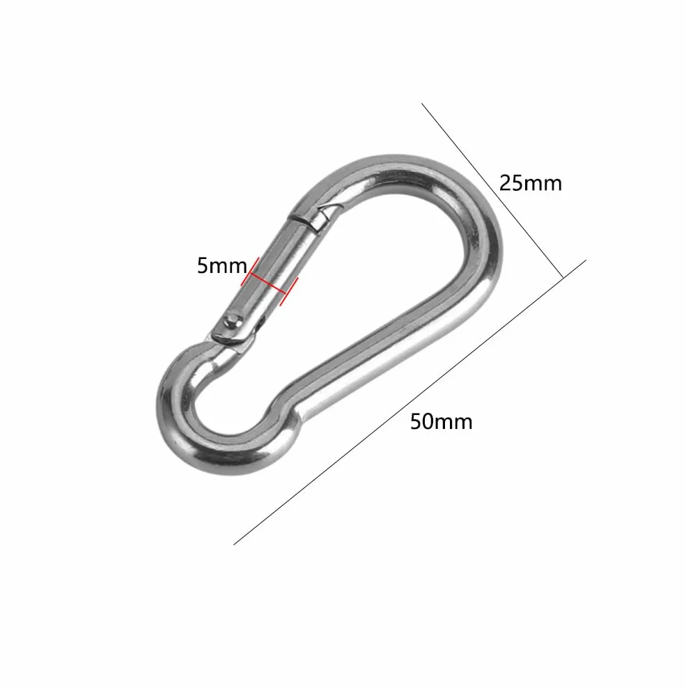 Moschettoni in Acciaio Inox 304 M5 50x5mm 20 Pezzi per Portachiavi Campeggio
