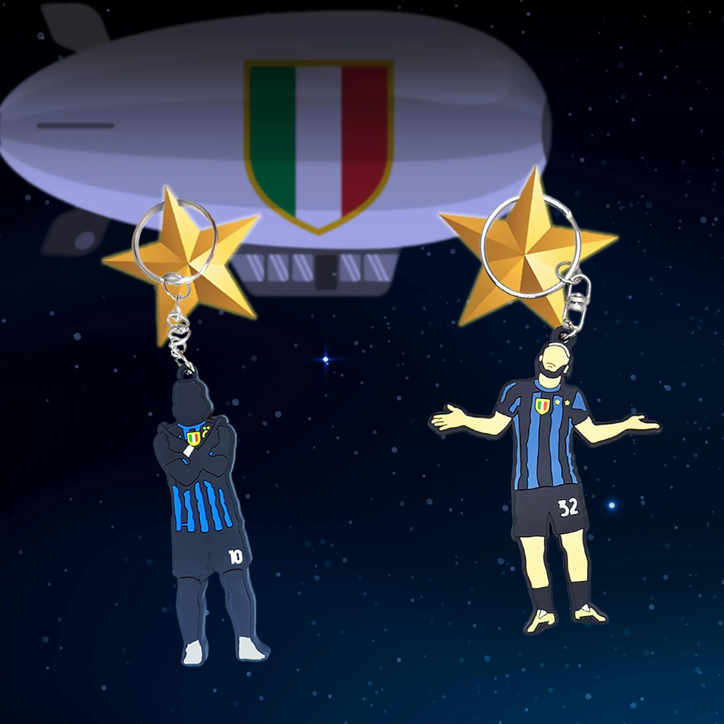 Portachiavi CELEBRATIVO con Scudetto e stelle 8cm maglia neroazzurra LIMITED EDITION idea regalo per tifosi