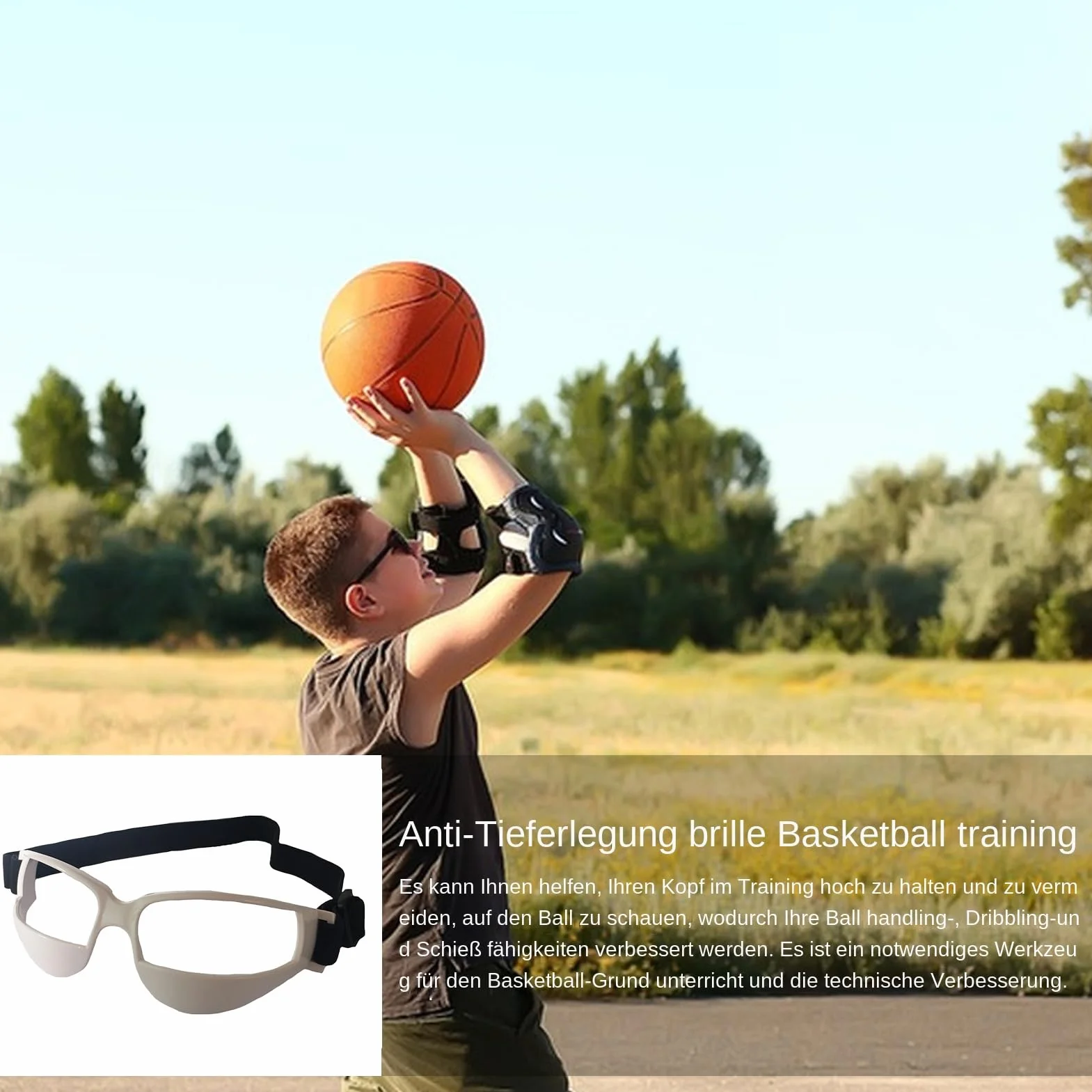 Occhiali da basket protettivi con cinghie montatura