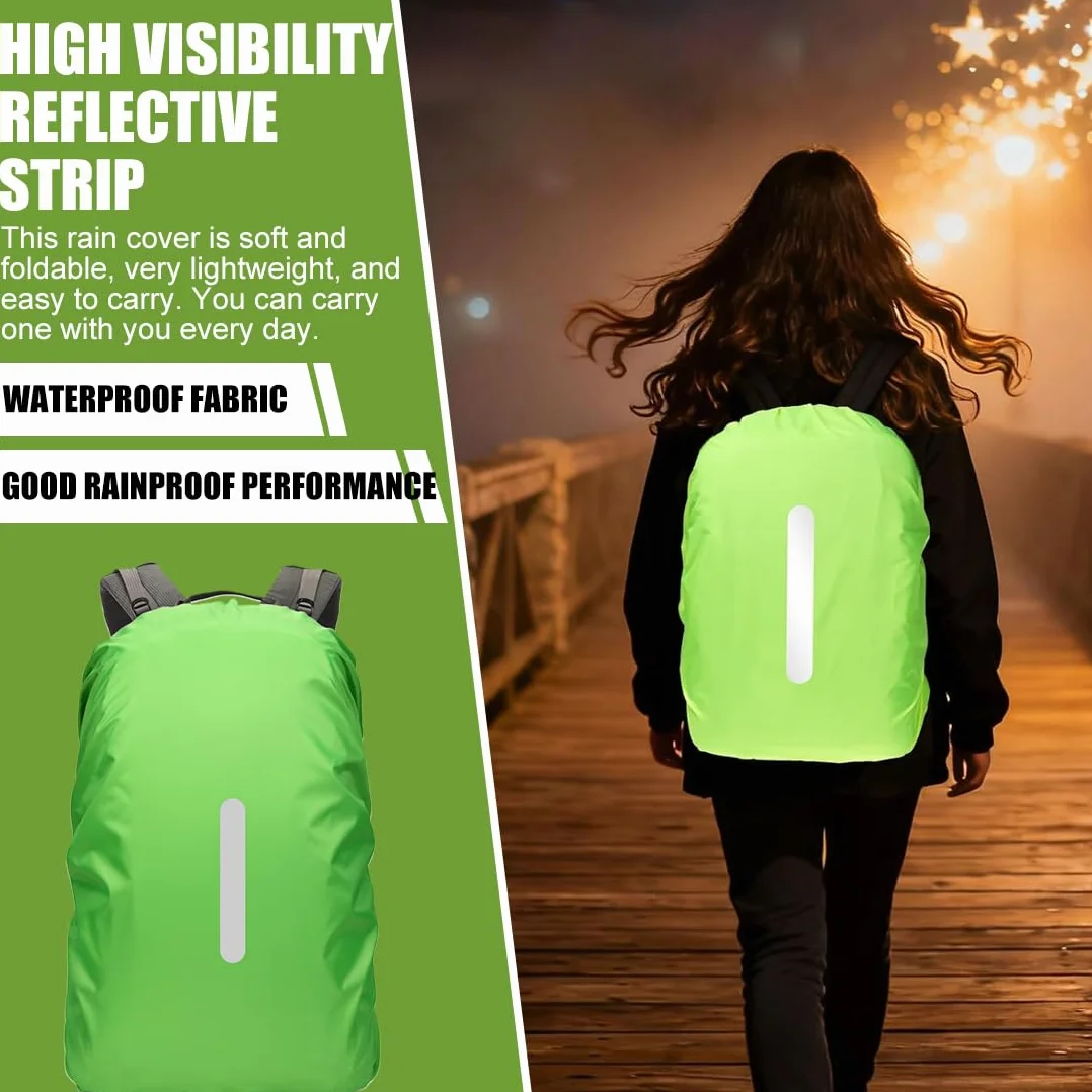Parapioggia Zaino Impermeabile 45L con Strisce Riflettenti, Copertura Antipioggia per Escursionismo Campeggio Ciclismo