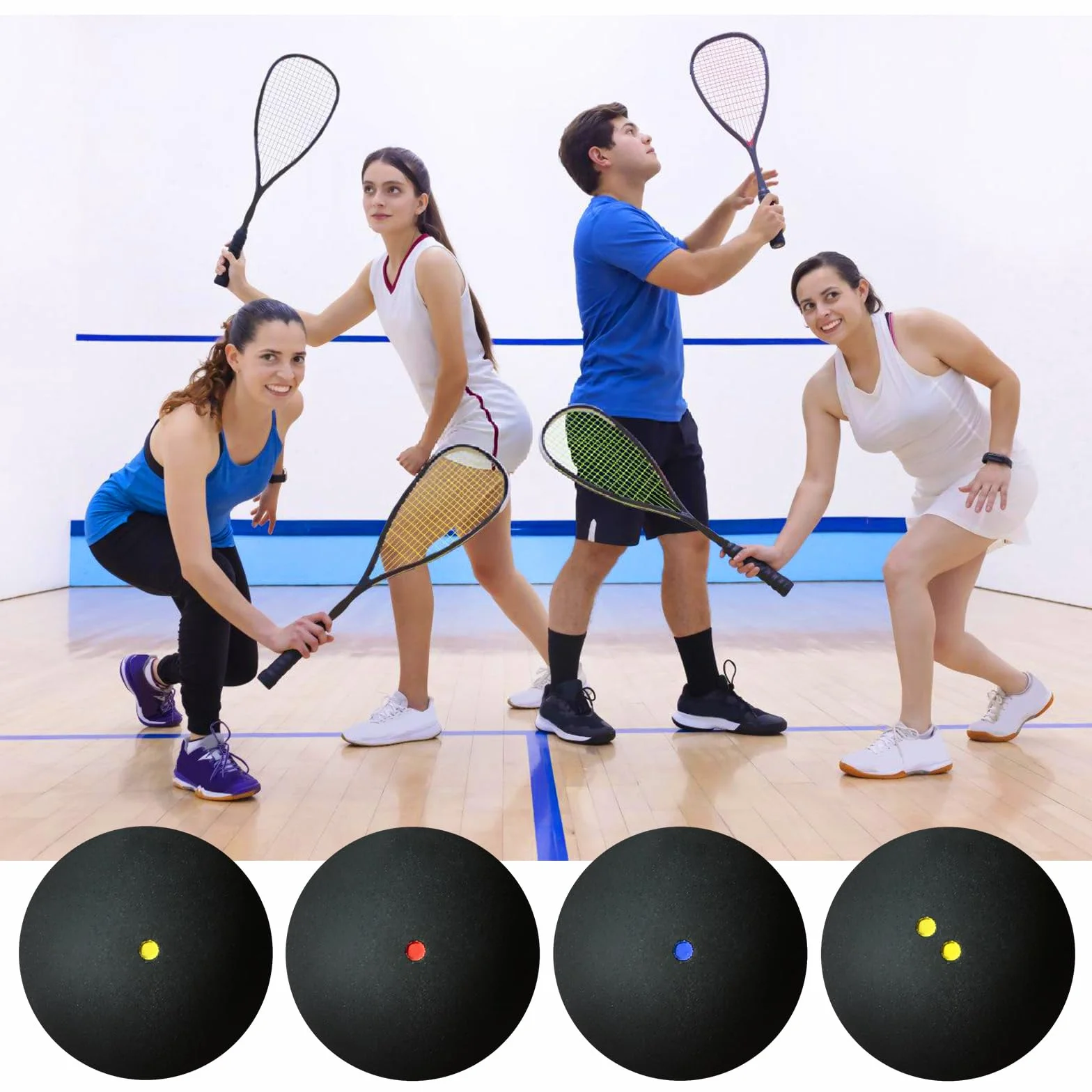 Palline da squash set 4 pezzi per allenamento principianti