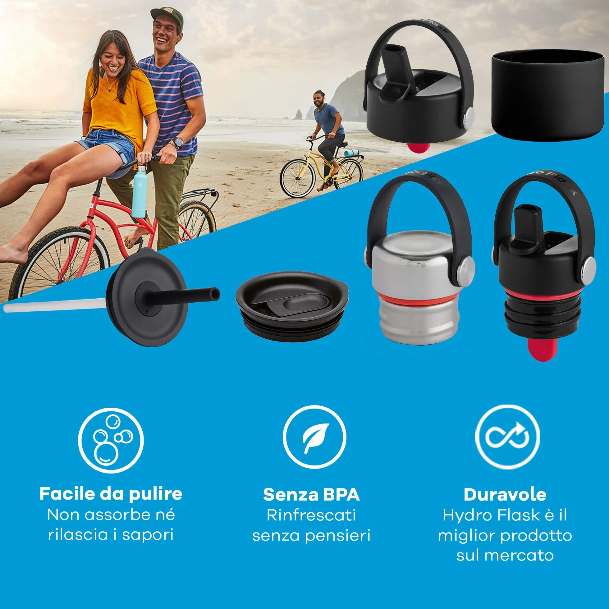 Hydro Flask Flex Straw Cap Coperchio ermetico nido d'ape Black