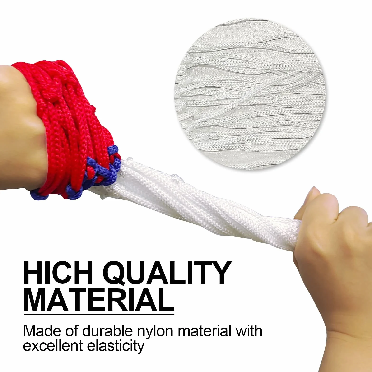 TSHAOUN Rete da basket resistente, confezione da 4 pezzi, per sport all'aperto e al chiuso, 4 pezzi, colore: rosso bianco e blu