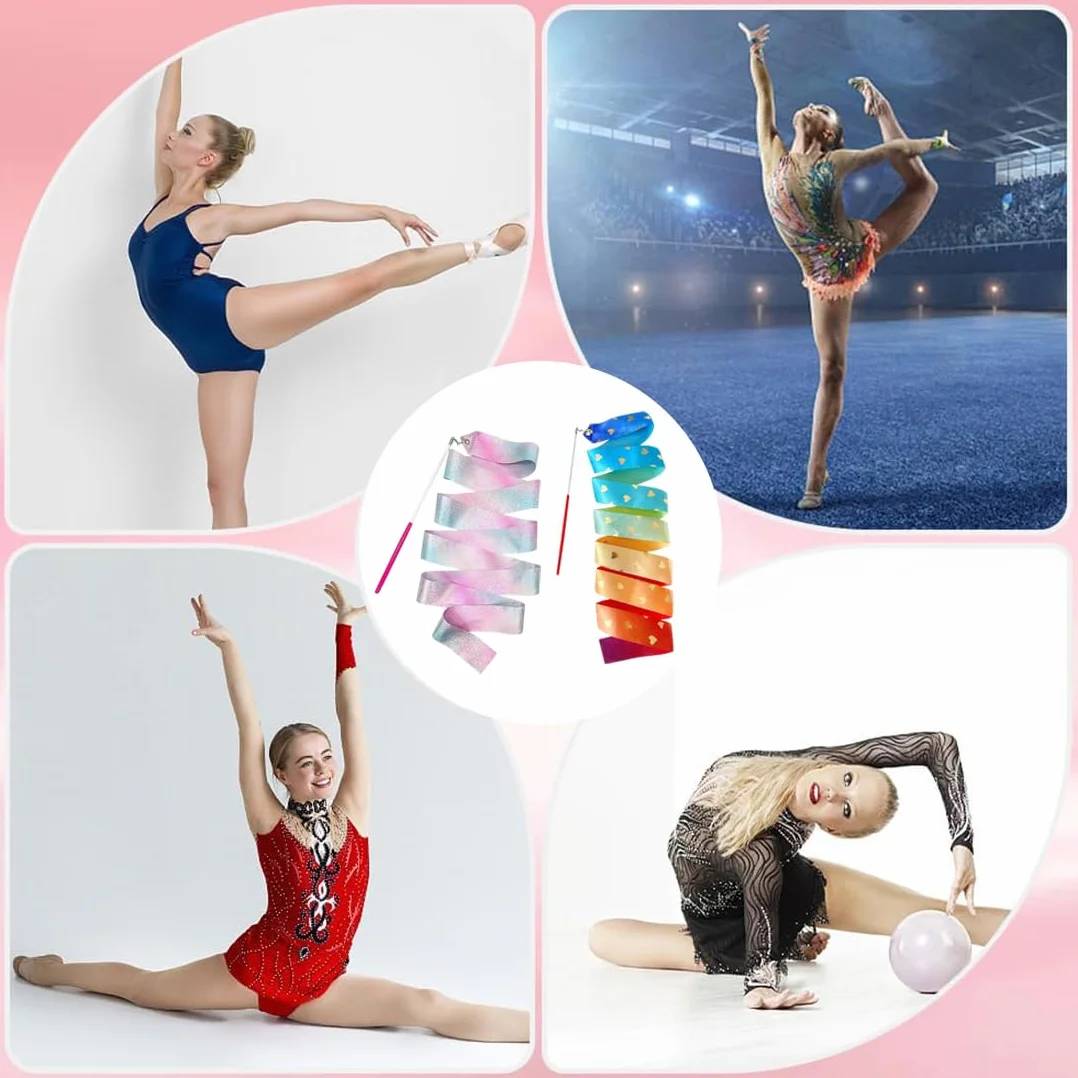 Nastri per danza ritmica 200 cm per bambini ginnastica bacchetta twirling