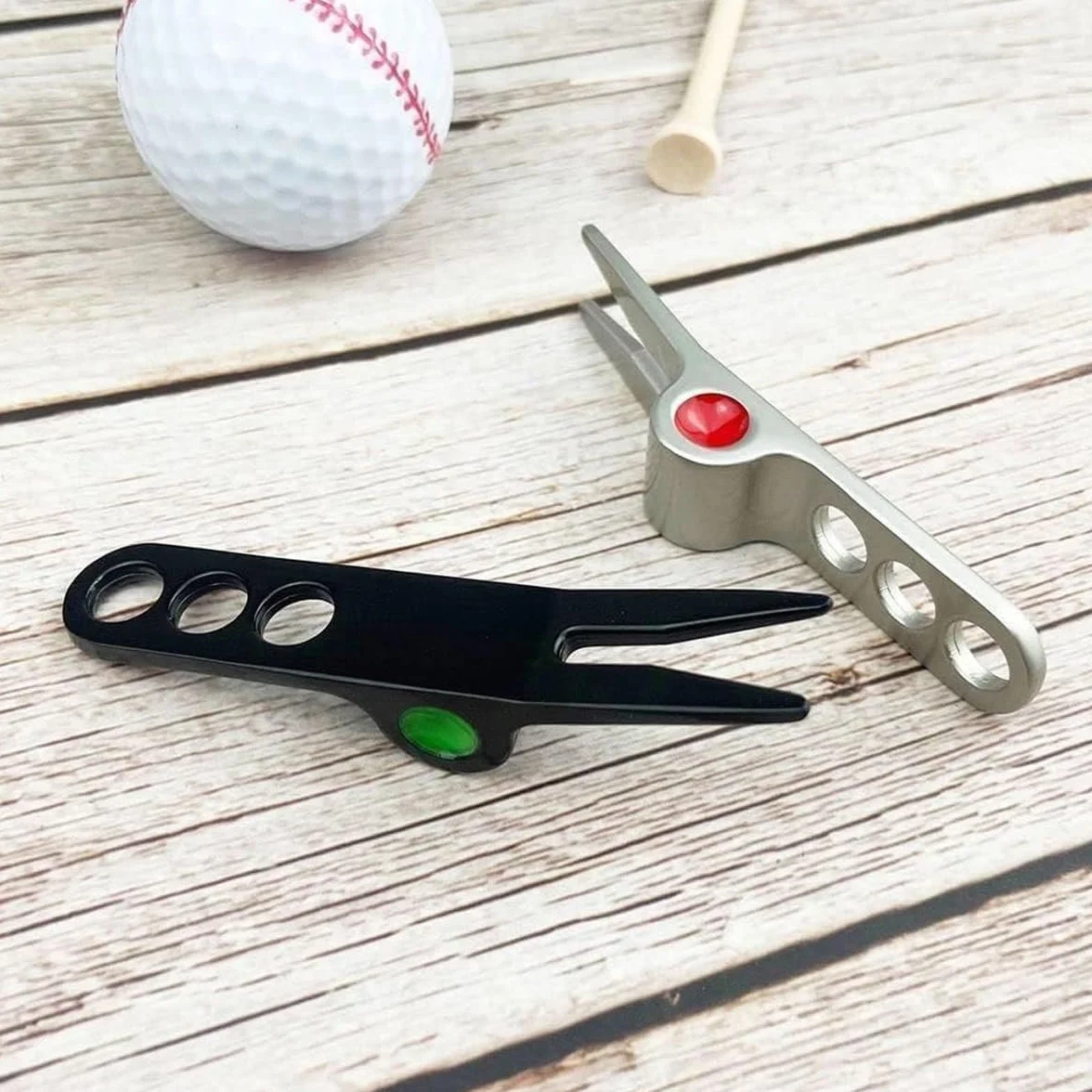 Alnicov Forchette per Palline da Golf in 2 Pezzi, Strumento di Riparazione Manto erboso