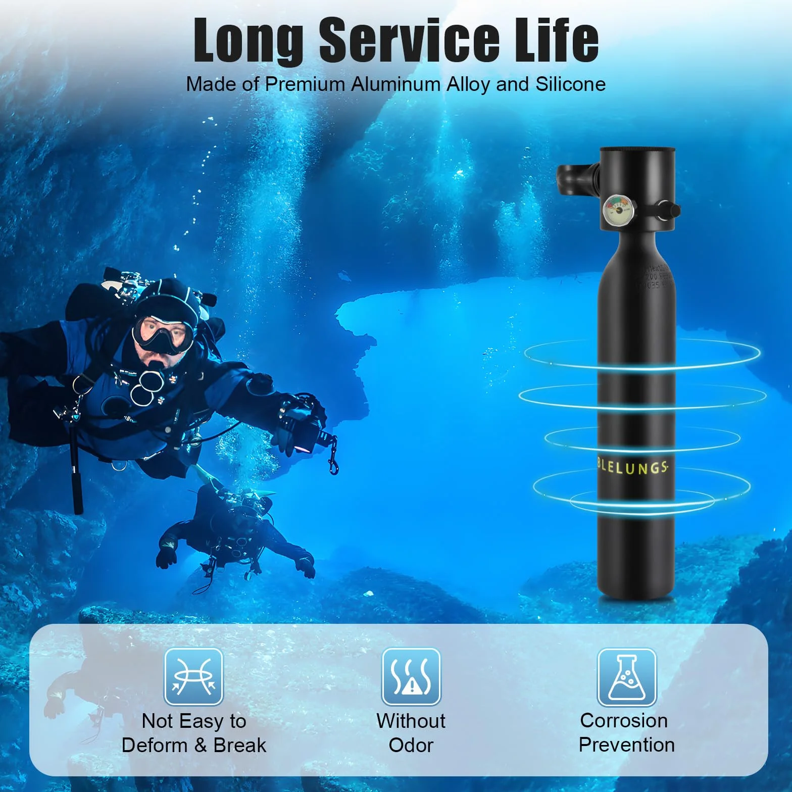 Mini bombola subacquea 0,5 l 3000 psi 200 bar serbatoio ossigeno portatile attrezzatura immersioni