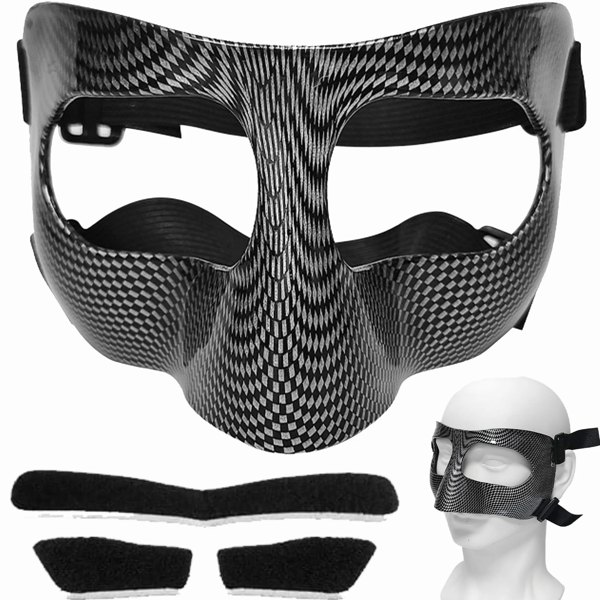Visiera Protettiva per Naso Resistente Agli Urti, Protezione Viso Regolabile per Softball Basket