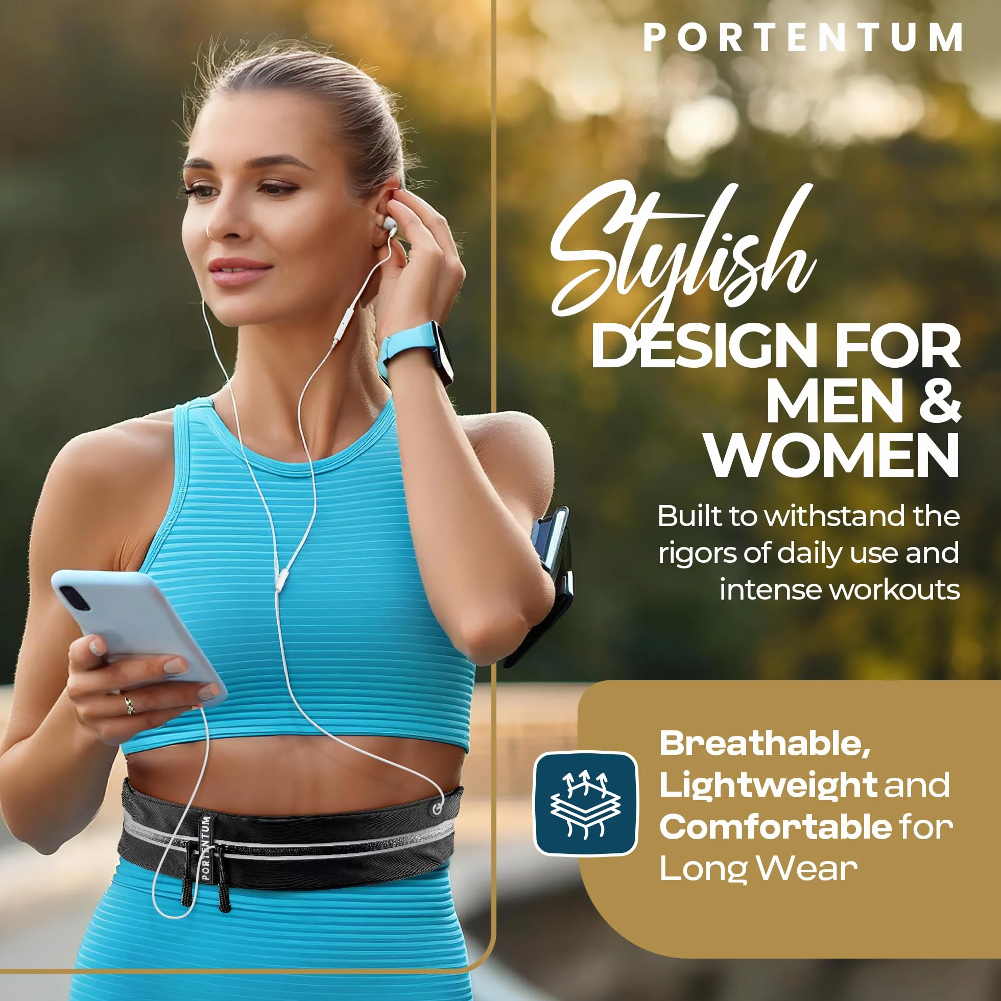 PORTENTUM Marsupio Running Porta Cellulare Corsa Cintura Jogging Sportivo