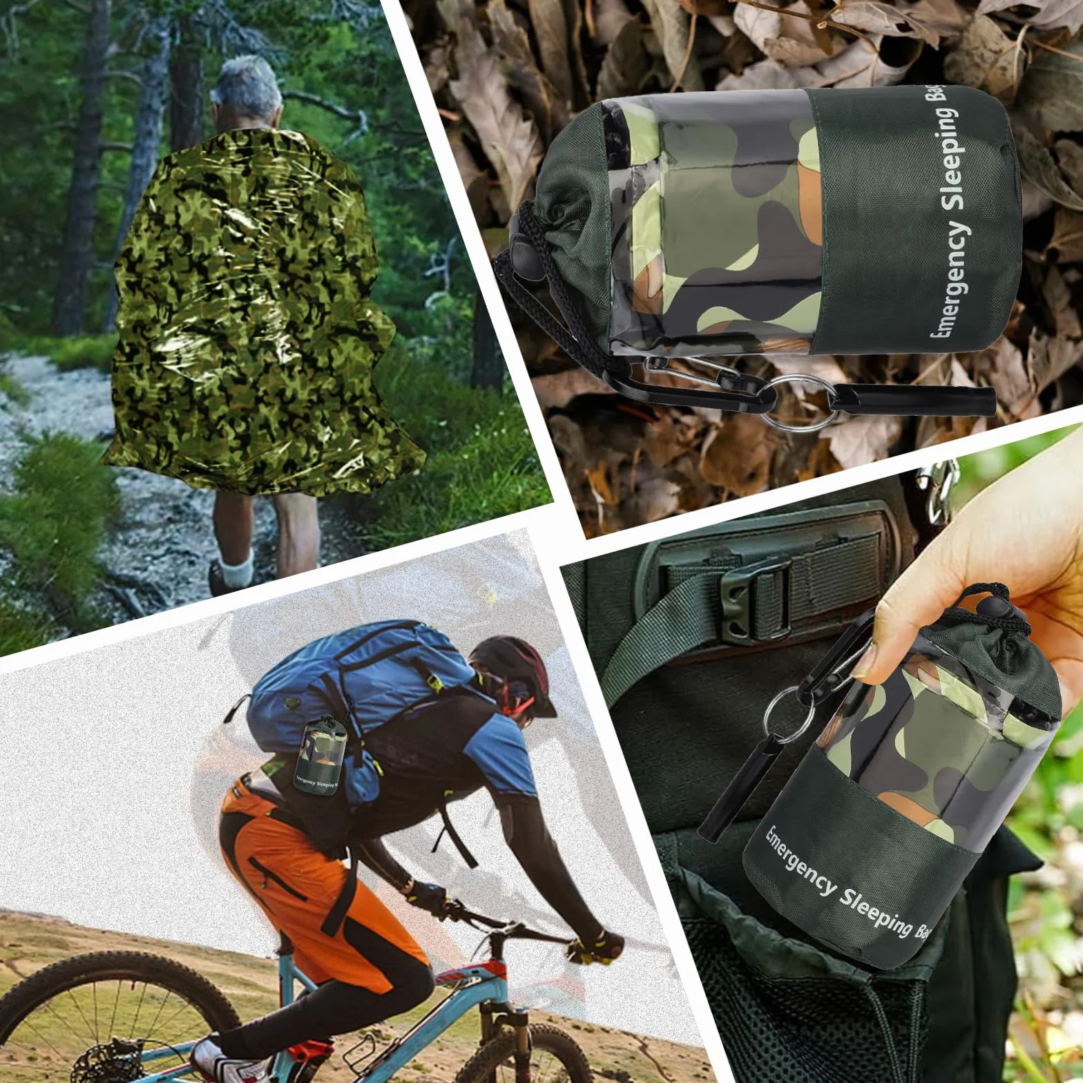 Sacco a Pelo di Emergenza Termico Leggero Impermeabile in Nylon Portatile per Campeggio