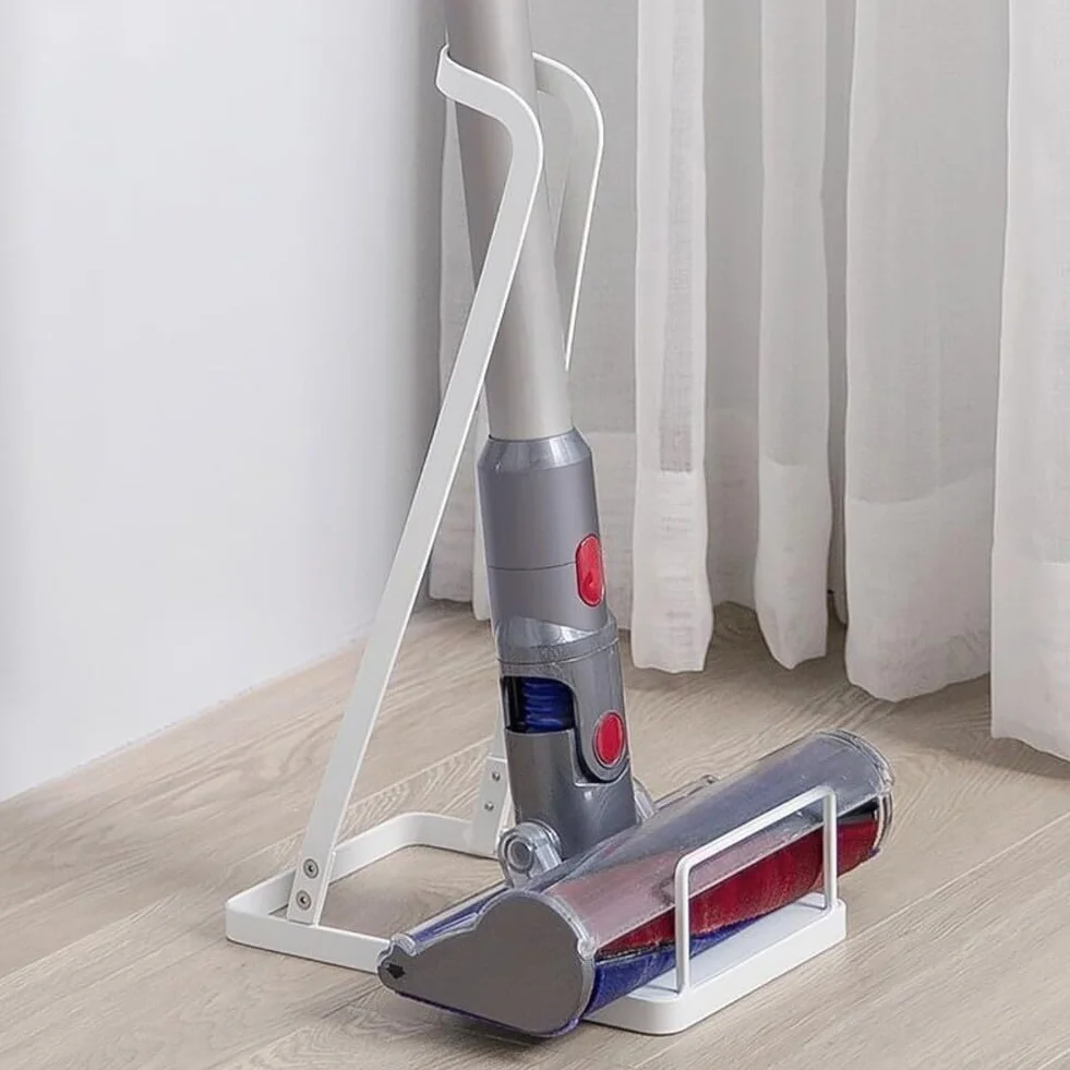 Supporto per aspirapolvere, senza trapano, con base in acciaio al carbonio, salvaspazio, resistente, compatibile con V6, V7, V8, V10, modelli senza fili, nero, bianco, casa, armadio, corridoio, uso