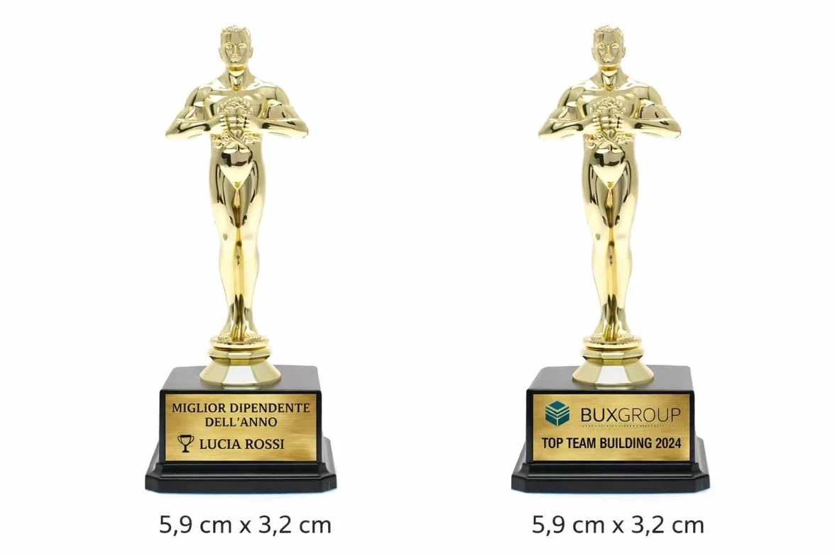 D&Vlab Trofeo Stile Oscar Personalizzabile Oro Plastica Resina 19 cm Targhetta Stampata