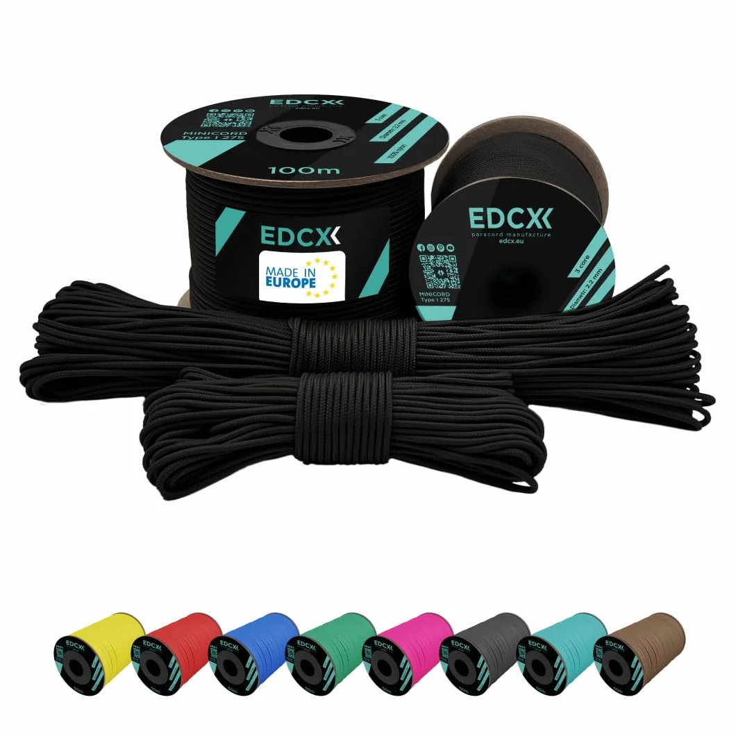 Nylon Paracord 275 2 mm 3-Strand Rope 15 m Black