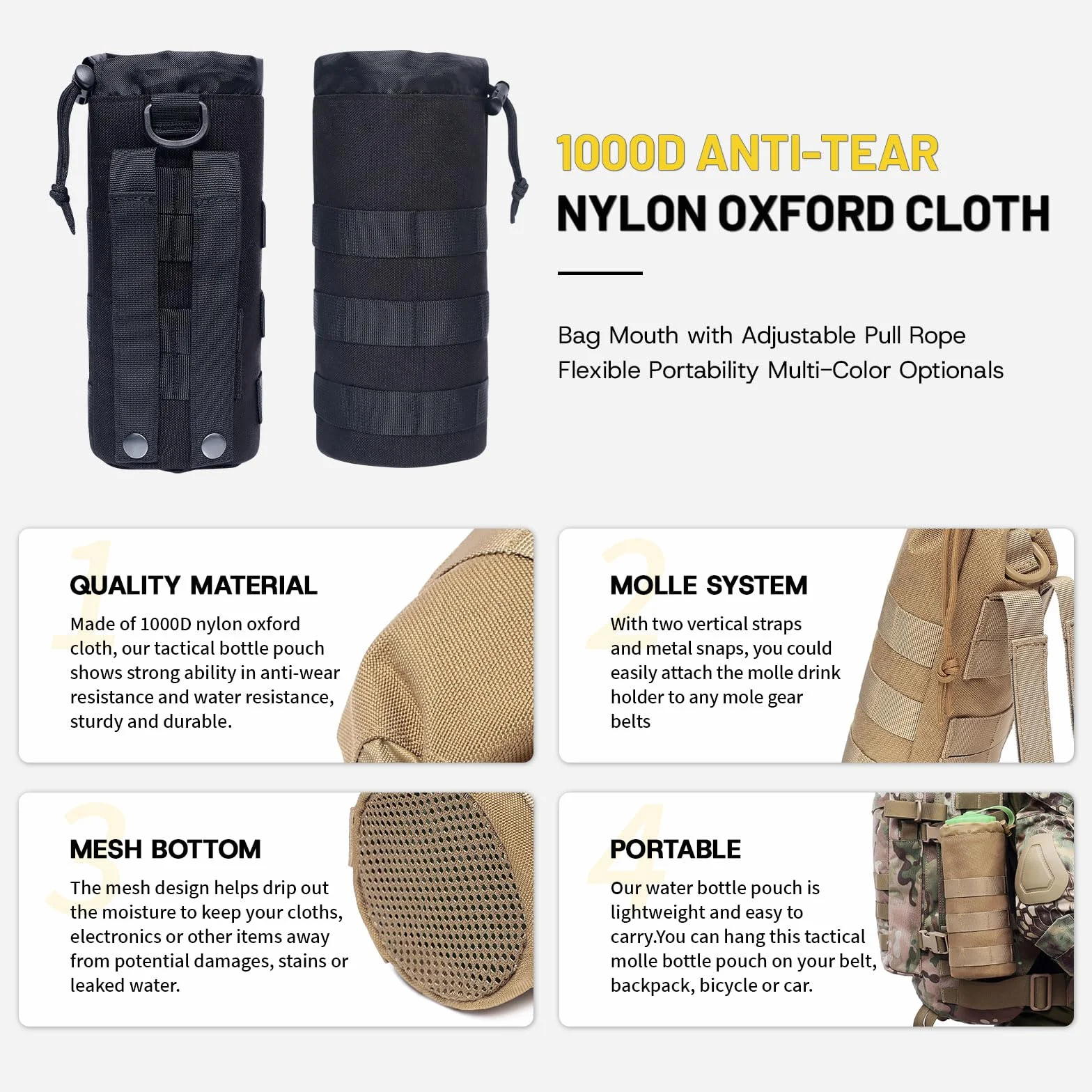 ACEXIER Tactical Molle Borsa per Bottiglia d'Acqua Idratazione all'Aperto Escursionismo