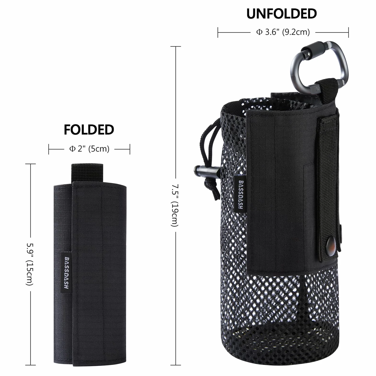 Bassdash Borsa Tattica Molle per Bottiglia d'Acqua Pieghevole in Rete