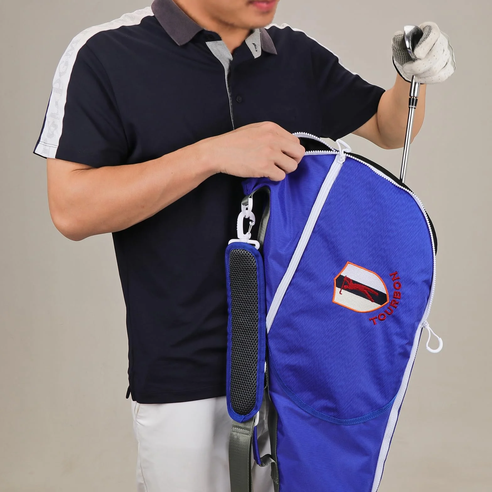 TOURBON - Bolsa de golf portátil de nailon, ligera, plegable, para palos de golf, viajes, entrenamiento