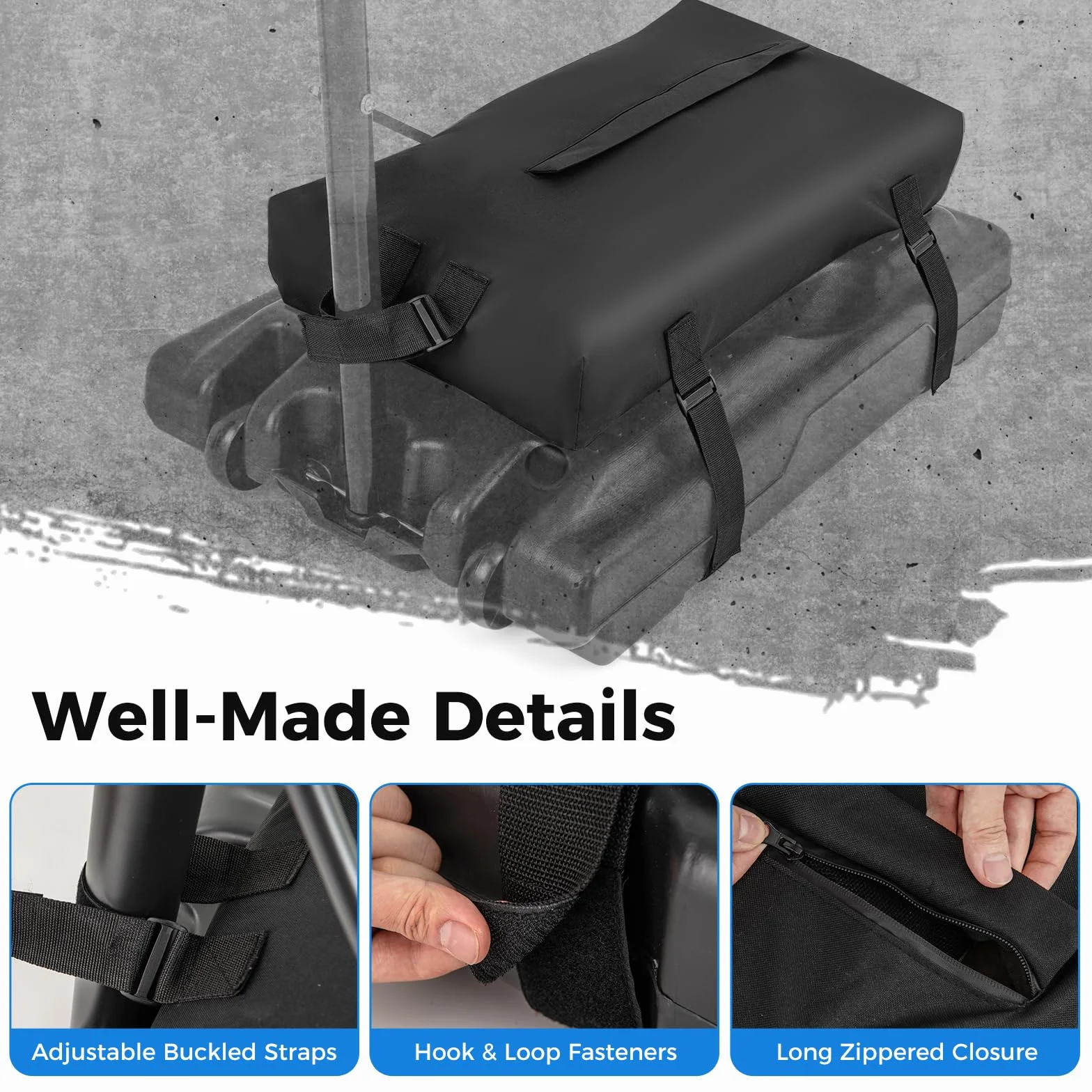 LIFEZEAL Borsa di Sabbia per Canestro da Basket, 75 x 41 x 12 cm, Sacco di Sabbia per Canestro da Basket, Ancora a Base Resistente, in Tessuto Oxford, per Interni ed Esterni, Portata 136 kg, Nera