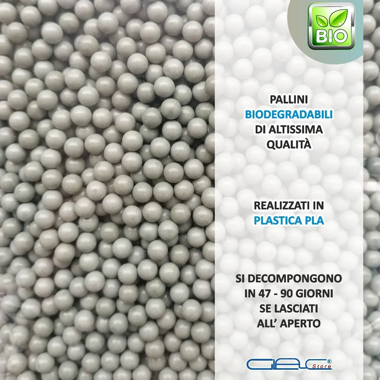 Pallini BB Biodegradabili Bio 500gr 6mm Softair Verdi Bianchi 0,20 0,23 0,25 Grammi con 5 Bersagli 14x14