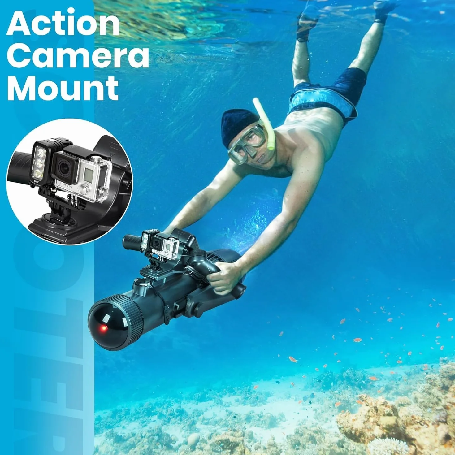 Camolech 900W Scooter Subacqueo con Batteria Rimovibile 16AH, Pinna Elettrica 2,8m/s per SUP Surf Kayak