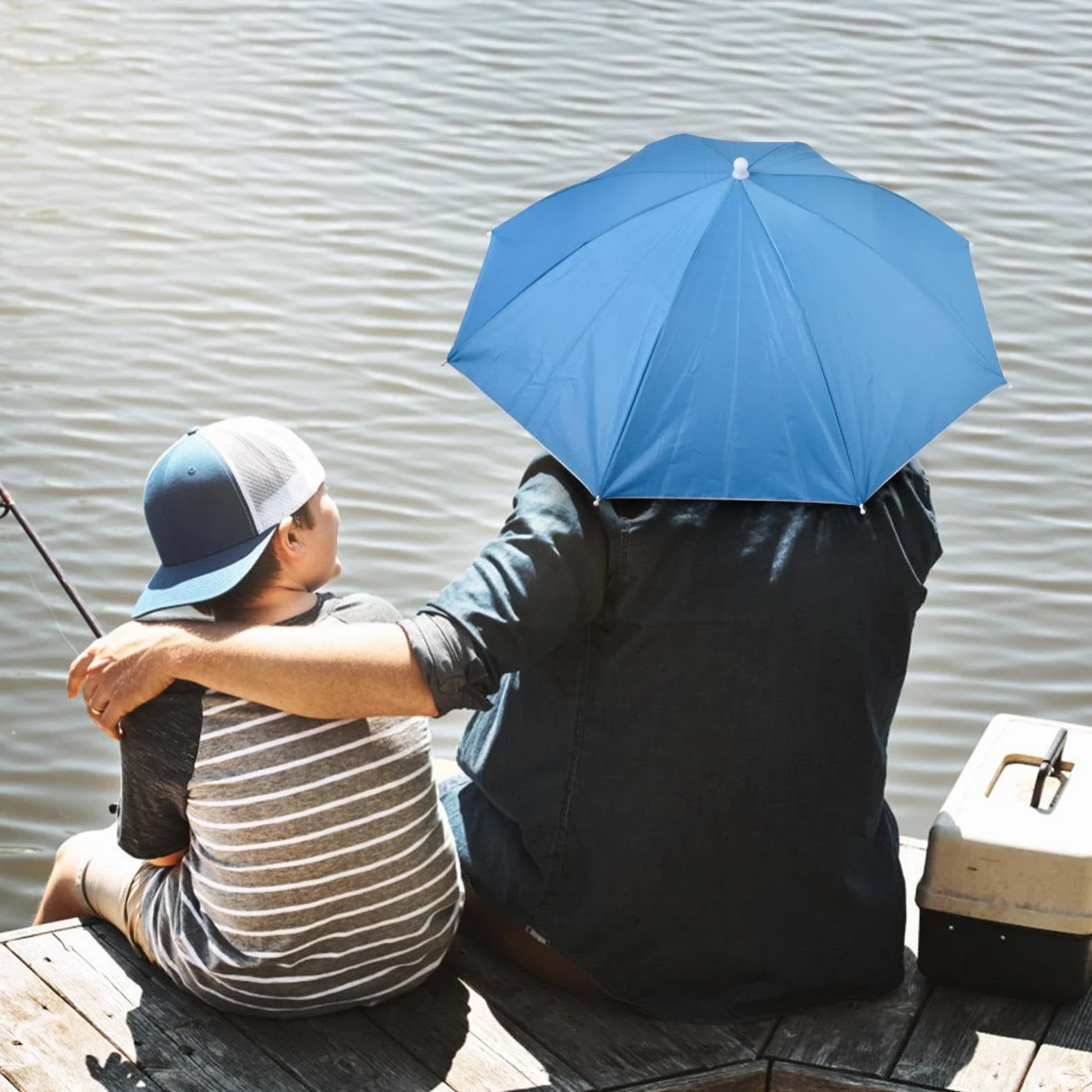 Generico Cappello da Ombrello | Cappello Ombrello da con Elastico | Protezione UV Cappuccio per Ombrello Copricapo Regolabile per Golf Campeggio Spiaggia Giardinaggio Parasole all'aperto