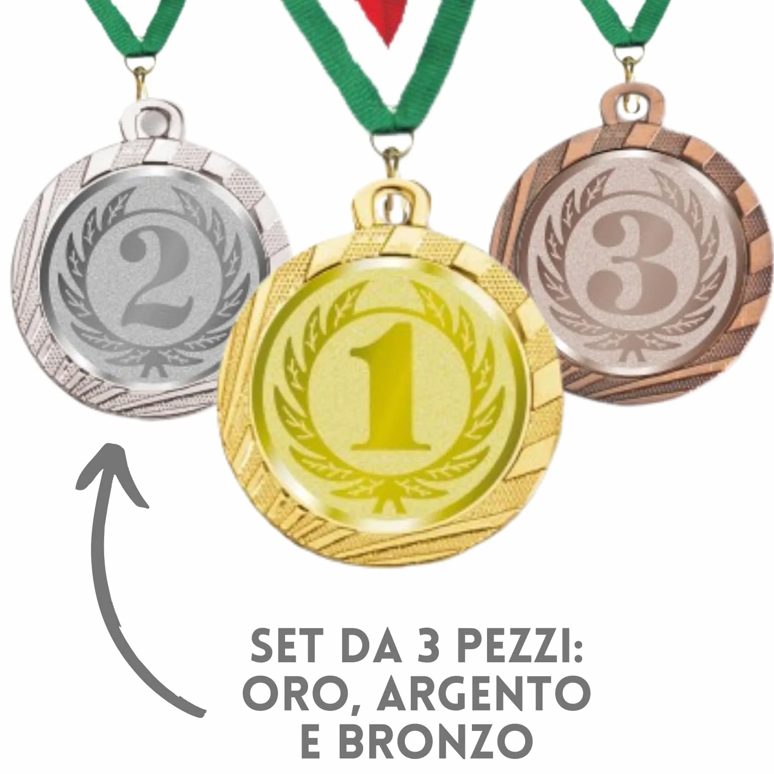 Tris Medaglie Personalizzate 3,2 cm Metallo Stampa Personalizzata Gare Calcio Fantacalcio Sport
