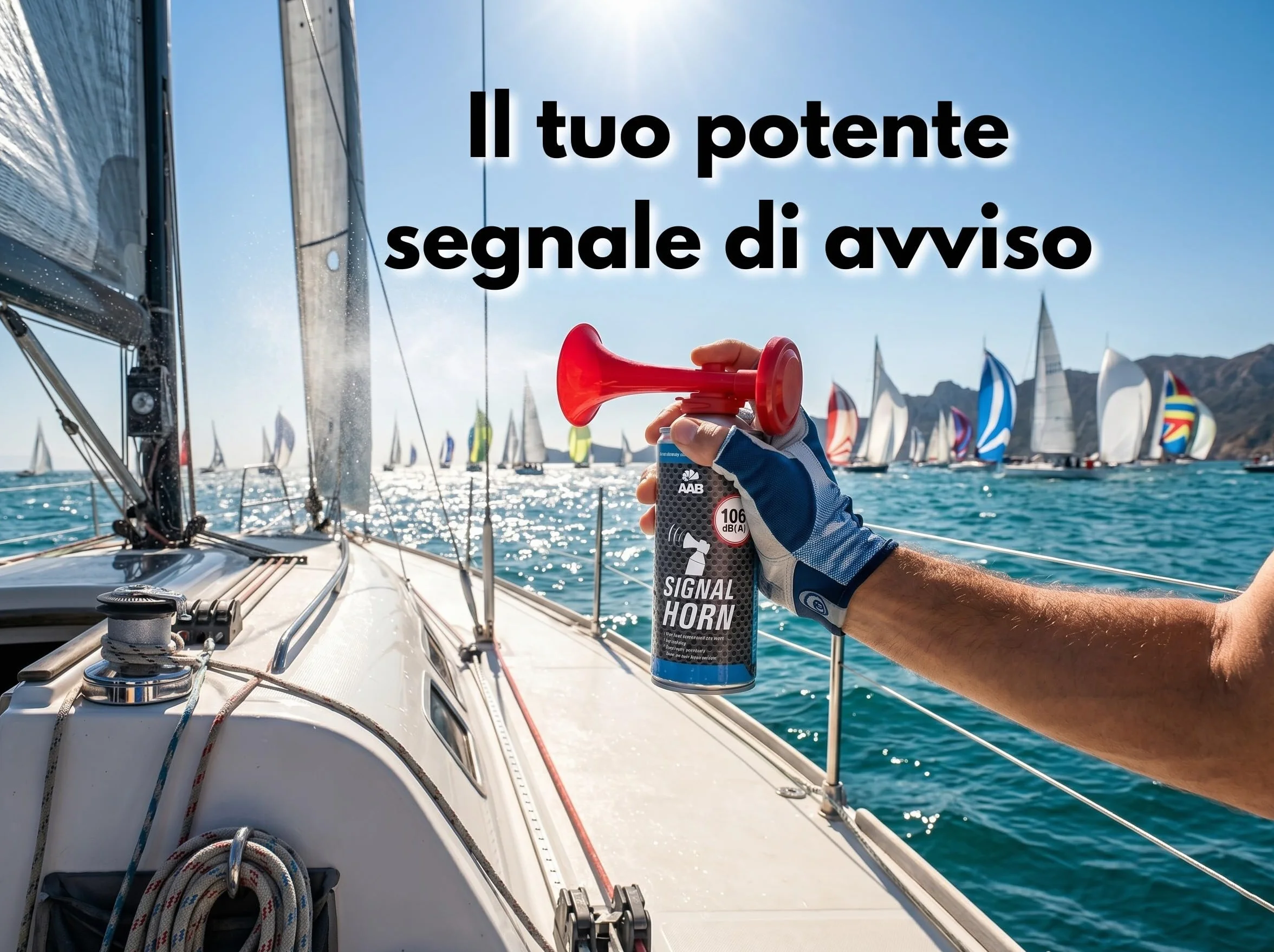 AAB 3X Signal Horn 106 dB(A)-fino a 120 segnali, Trombetta ad Aria Compressa, Trombe da Stadio Molto Rumorosa, Tromba Tifo Ideale per Feste, Trombetta Stadio, fanfara per EM 2024, campionato europeo