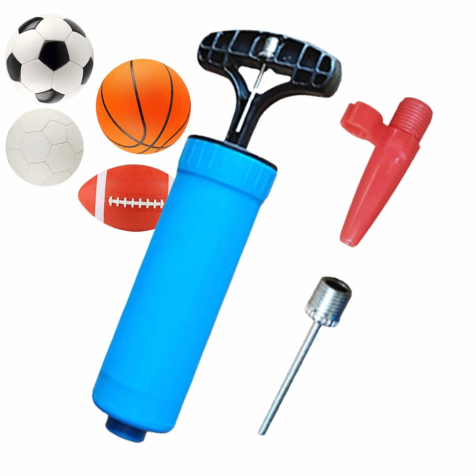Pompa ad aria manuale portatile per palloni sportivi con ago