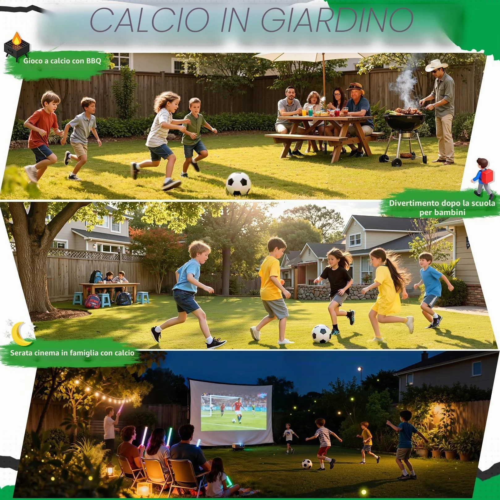 Happy Jump Porta da Calcio Pieghevole – Rete da Giardino 90x67, 120x90, 152x110, 213x152 CM | Opzioni con Pallone, Bersaglio, Pompa e Coni | Perfetta per Allenamento Outdoor e Regalo