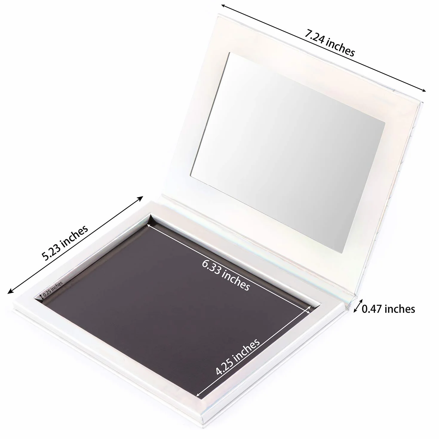 Allwon Tavolozza magnetica vuota per trucco con specchio 30 pezzi Adesivi metallo ombretto Rossetto Fard Argento