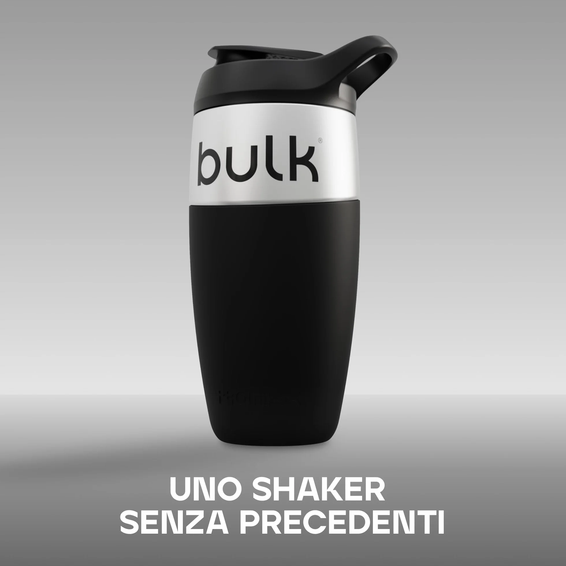 Promixx Shaker Acciaio Inox 700ml Nero - Agitatore Snap-Fit Antiperdita Design Robusto Antiscivolo