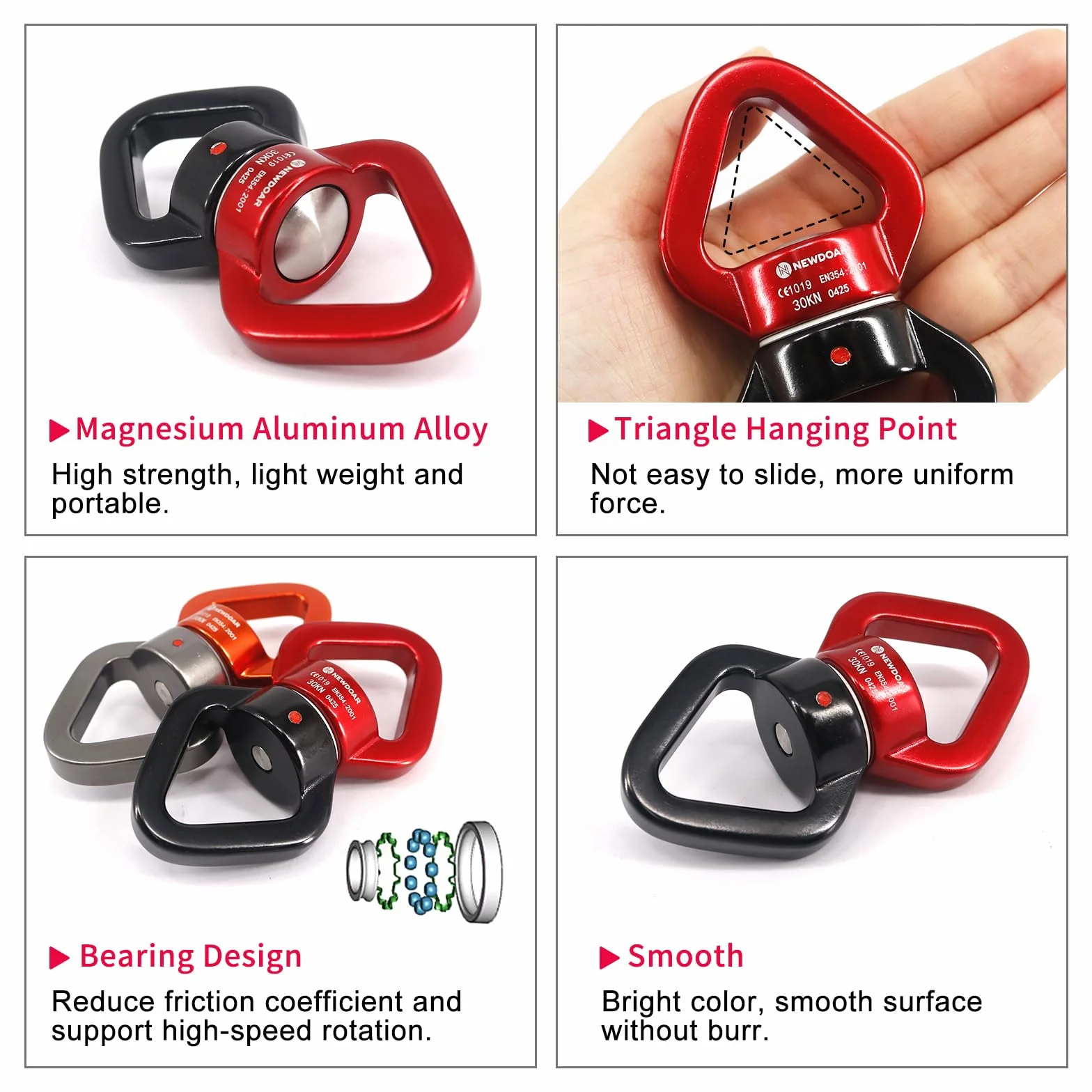 NewDoar Swing Swivel, Dispositivo Girevole Micro Rotatore Certificato CE 30KN per Altalena Danza Aerea Yoga