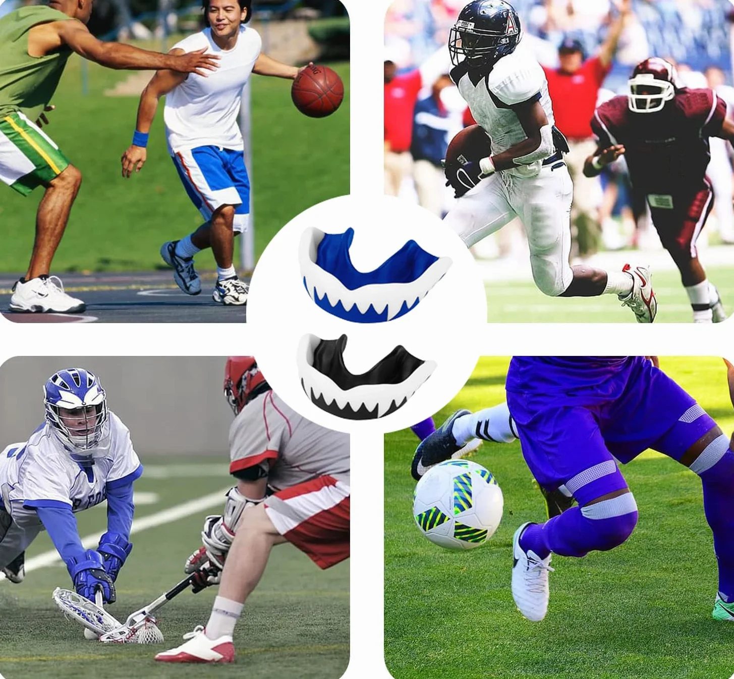 Paradenti sportivo per adulti e bambini con scatola igienica portatile per football americano, boxe, kickboxing, hockey
