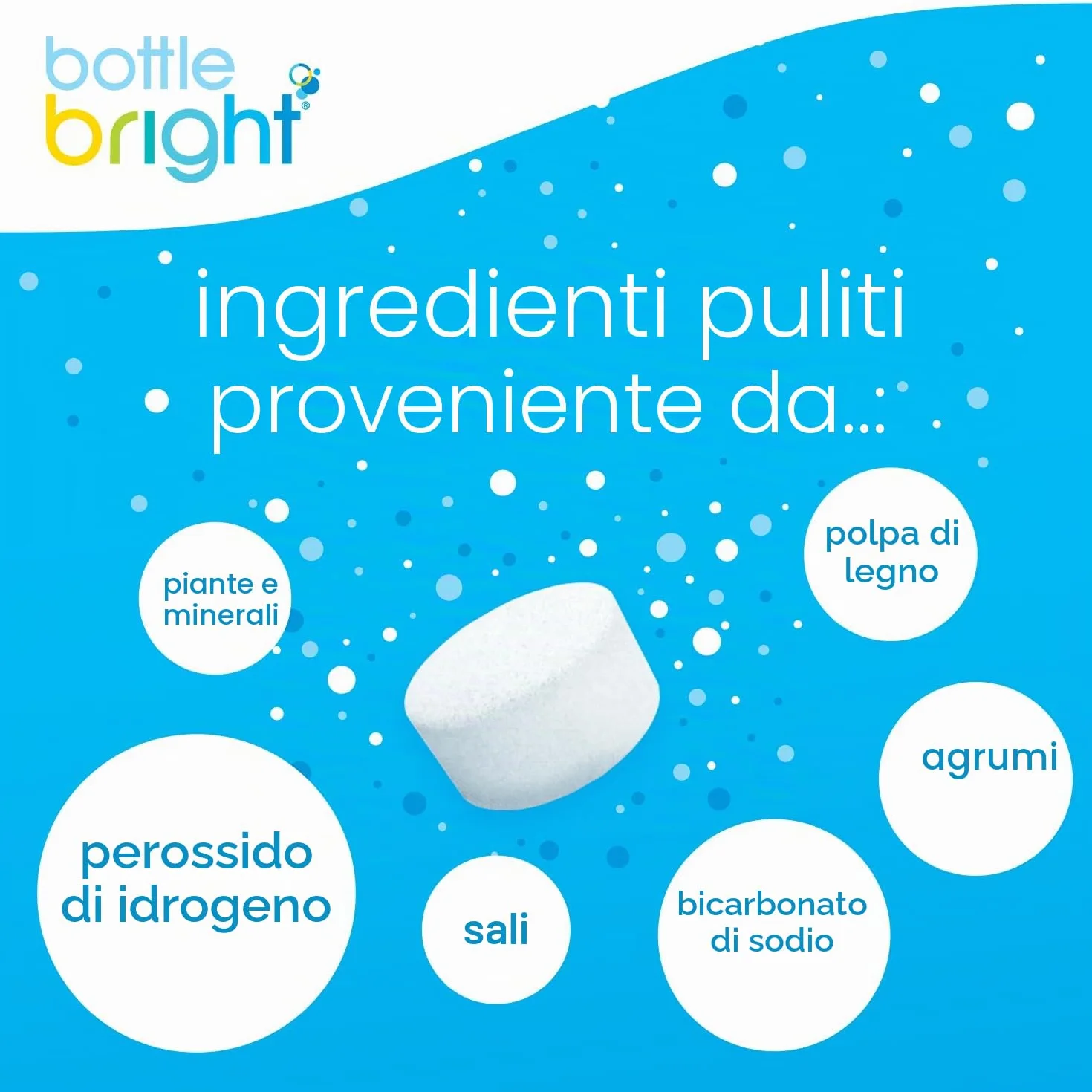 BOTTLE BRIGHT 12 Compresse Pulisce Borracce Termiche Bottiglie Acciaio Inox Contenitori Riutilizzabili