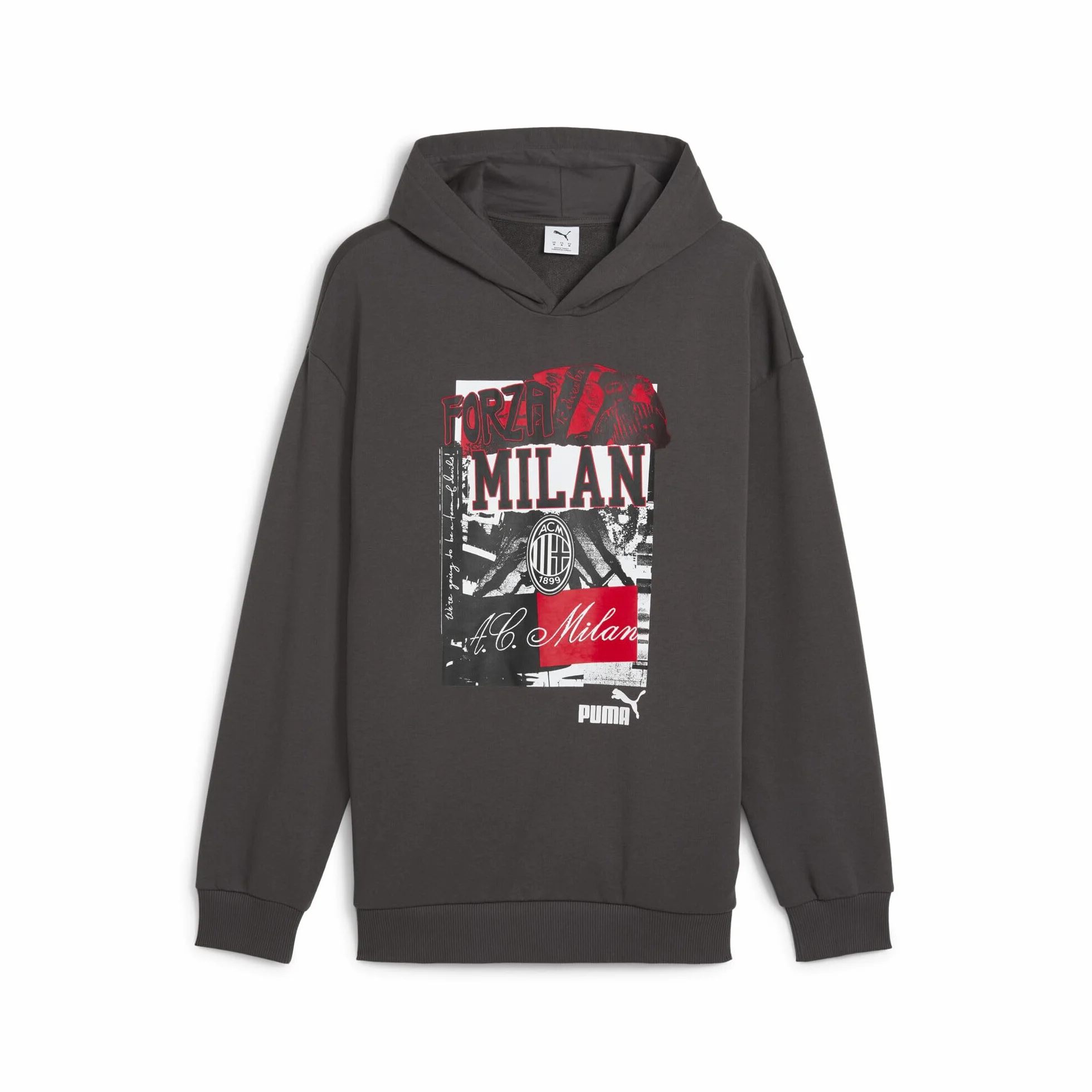 A.C. Milan - Felpa con Cappuccio ftblNRGY+, Adulto, Felpa Sportiva da Calcio di AC Milan, Prodotto Ufficiale, Unisex, Grigio