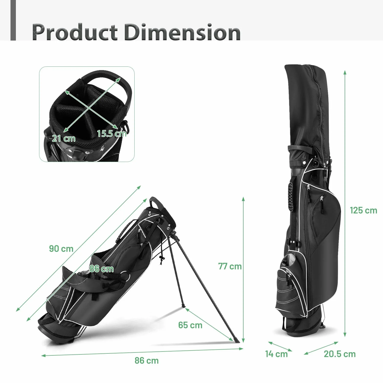 LIFEZEAL Borsa da golf, borsa portatile con 4 divisori divisori, borsa da golf con spallacci regolabili, borsa leggera per mazze da golf per uomo e donna