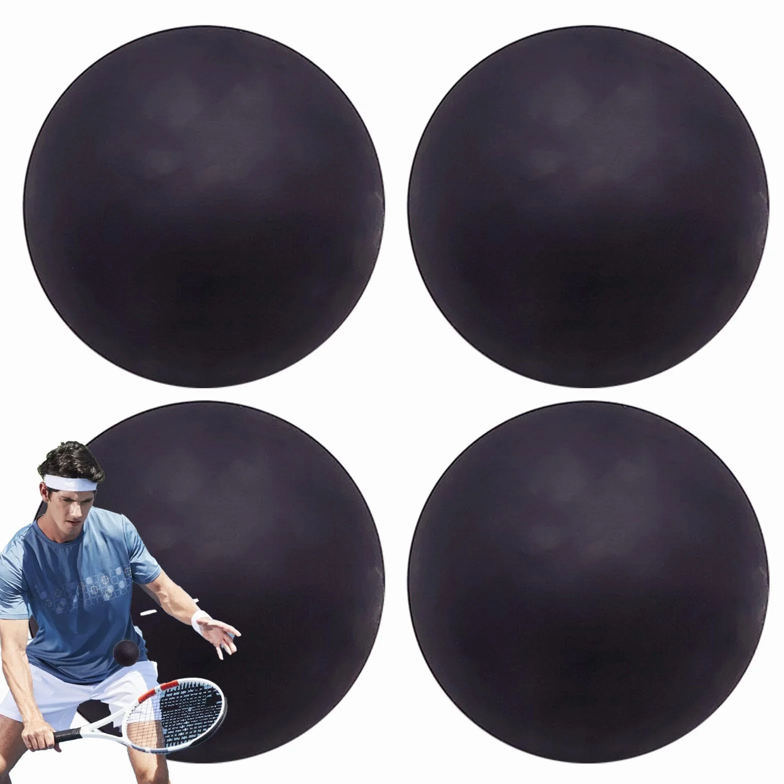 Palla da squash per principianti – 4 palline di zucca ad alta elasticità, per bambini, High Vissibility Outdoor Sports Hollow Ball