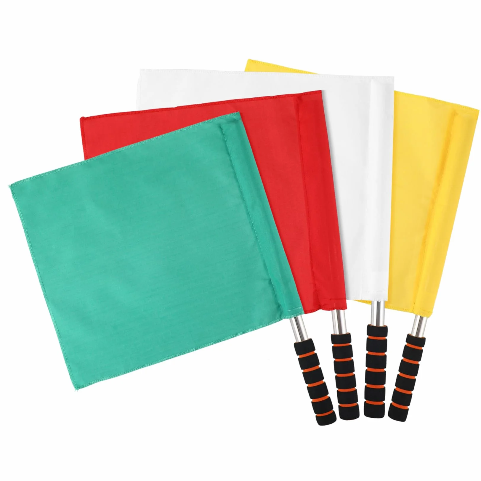 Anneome 4pcs Bandiera Arbitro In Acciaio Inox Bandiere Di Segnalazione Giallo Rosso Verde Bianco per Partite Sportive Bandiera Di Comando Leggermente Progettato con Albero In Acciaio Inox