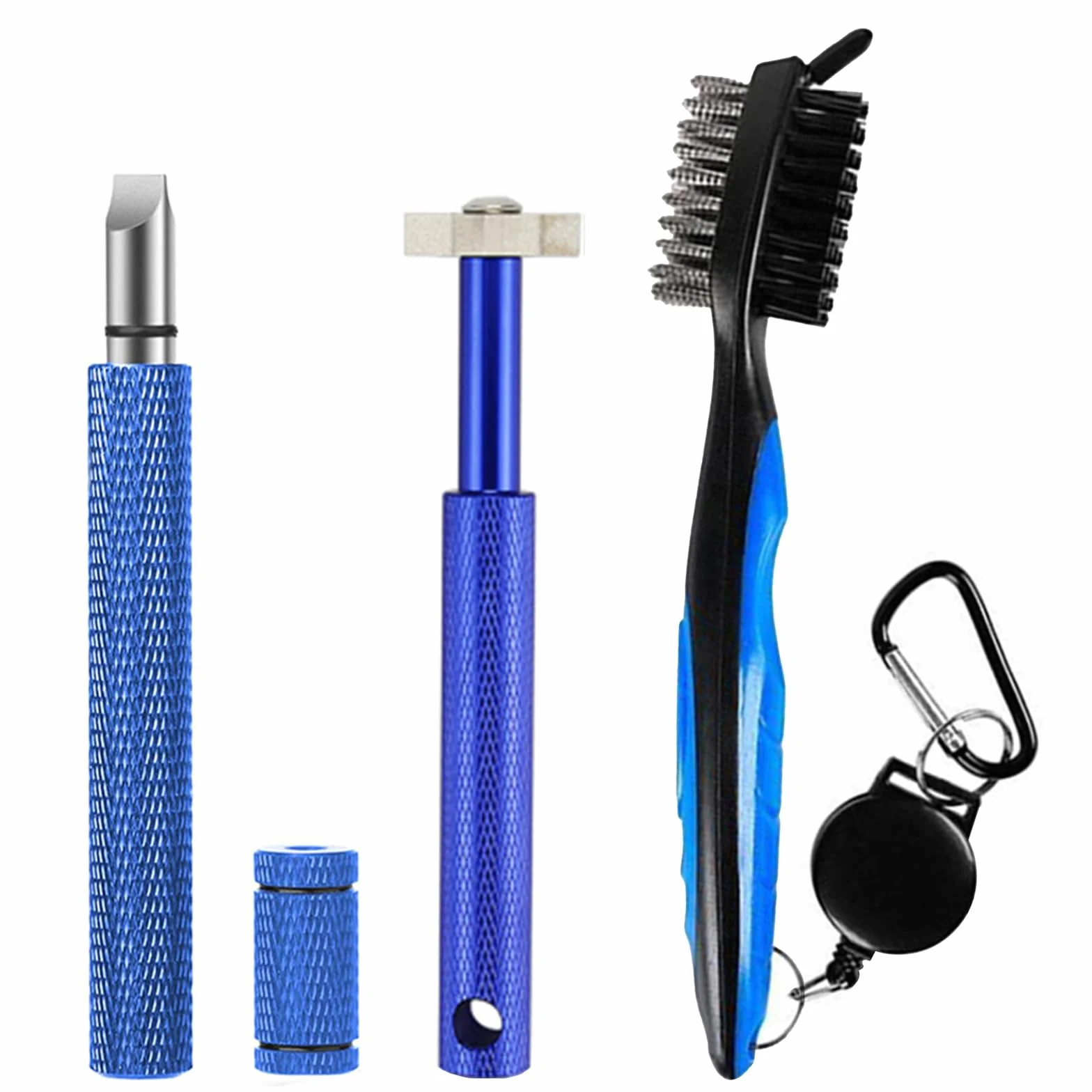 Golf Groove Cleaner U V Attrezzi da Pulizia per Mazze 3 Pezzi con Moschettone Retrattile