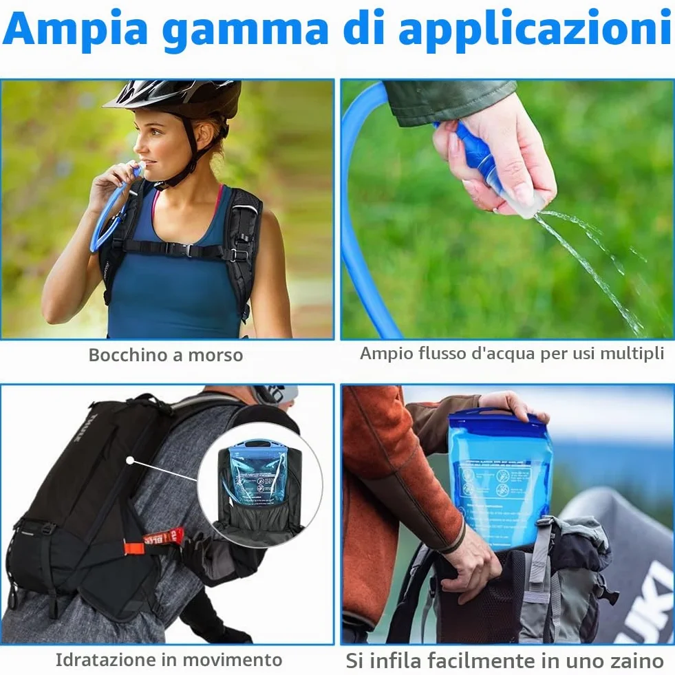 Flintronic Sacca Idrica a Prova di Perdite Serbatoio Acqua Senza BPA con Tubo Coibentato per Escursionismo Campeggio Ciclismo
