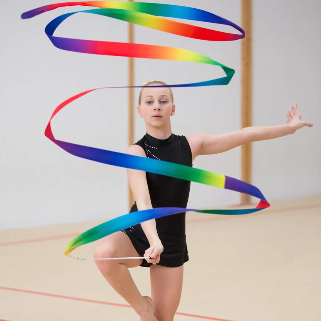 Nastro Ginnastica Ritmica Bambina 2 PCS con Bacchetta per Danza Ritmica