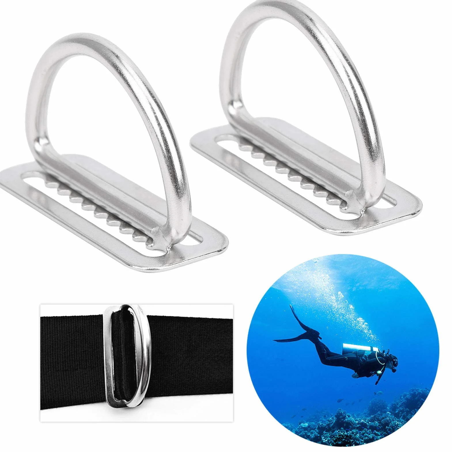 BuyWeek Porta Pesi per Immersioni 2 Pezzi Anello a D Acciaio Inox 304