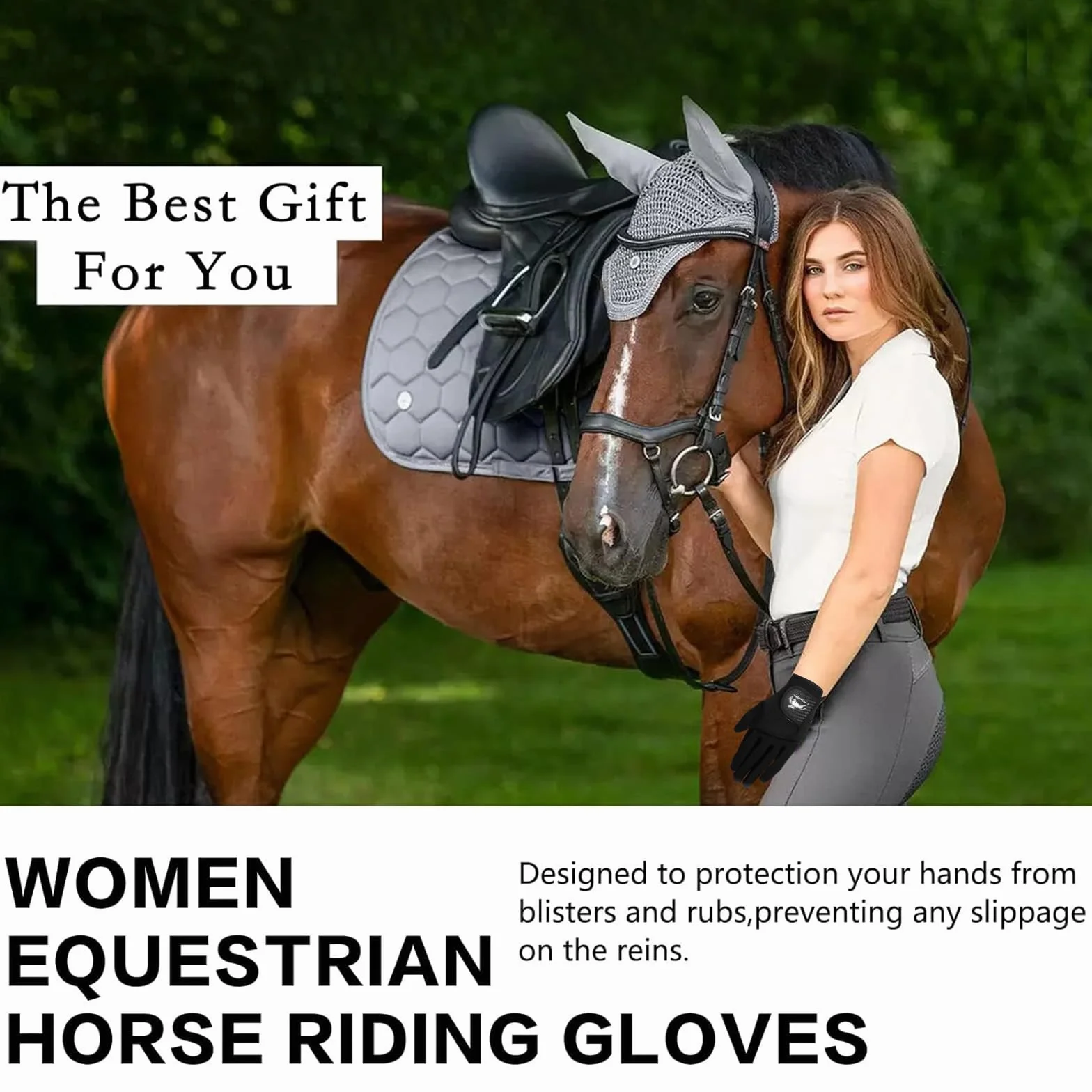 AMRTA Guanti da equitazione da donna traspiranti leggeri nero viola rosa