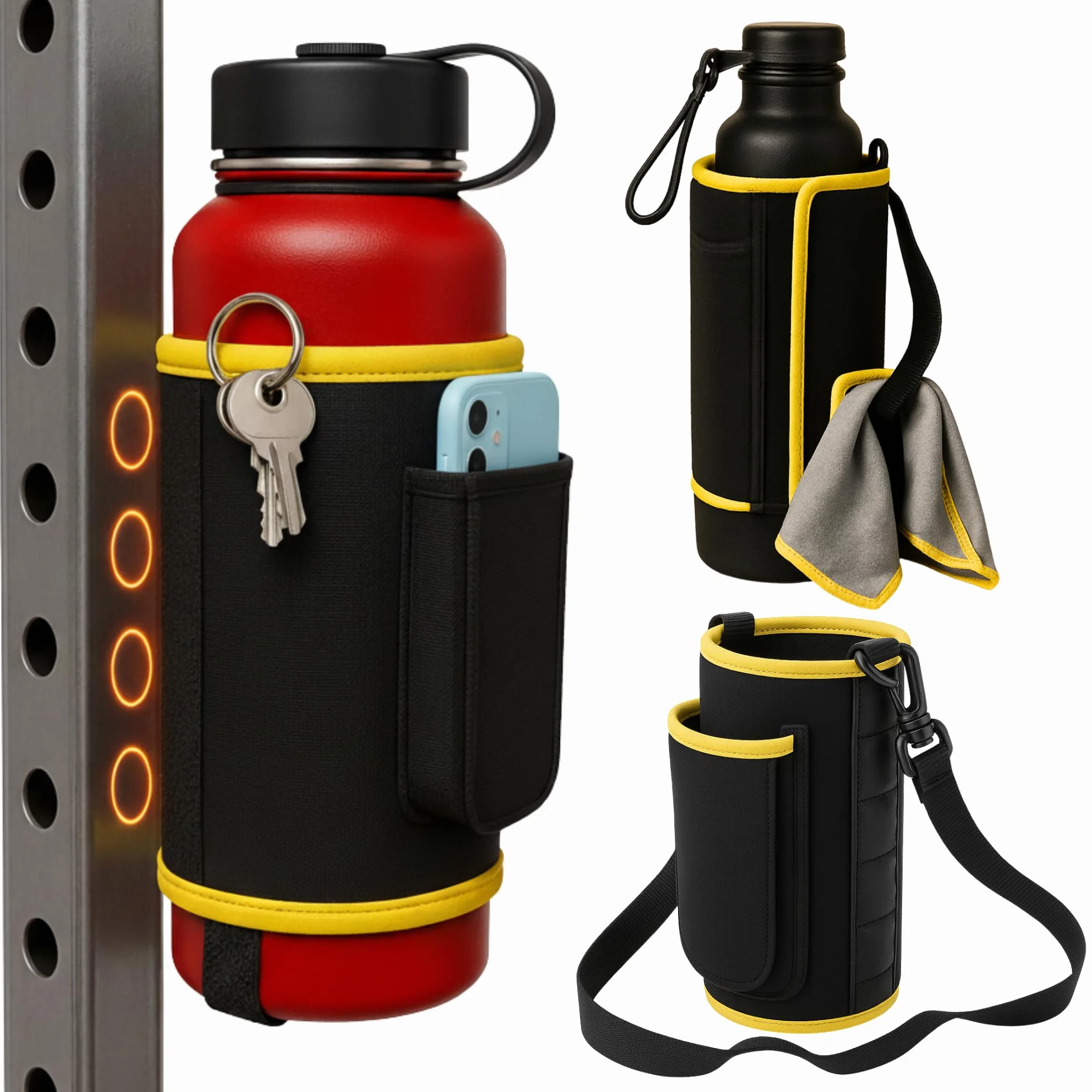 Borsa Magnetica Palestra Snapfit Magnetic Bag Custodia Termica Neoprene per Bottiglia d'Acqua con Tracolla e Porta Cellulare