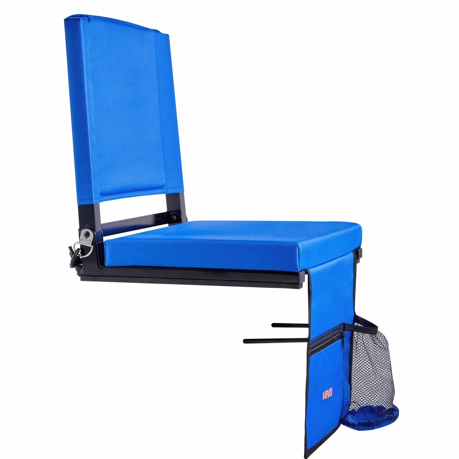 VEVOR Sedia da Stadio Pieghevole con Schienale Seduta Imbottita con Tracolla Larghezza 431,8 mm Cuscino del Sedile per Campeggio Prato Giardino Gancio e Tasca Laterale, Blu, Confezione da 1
