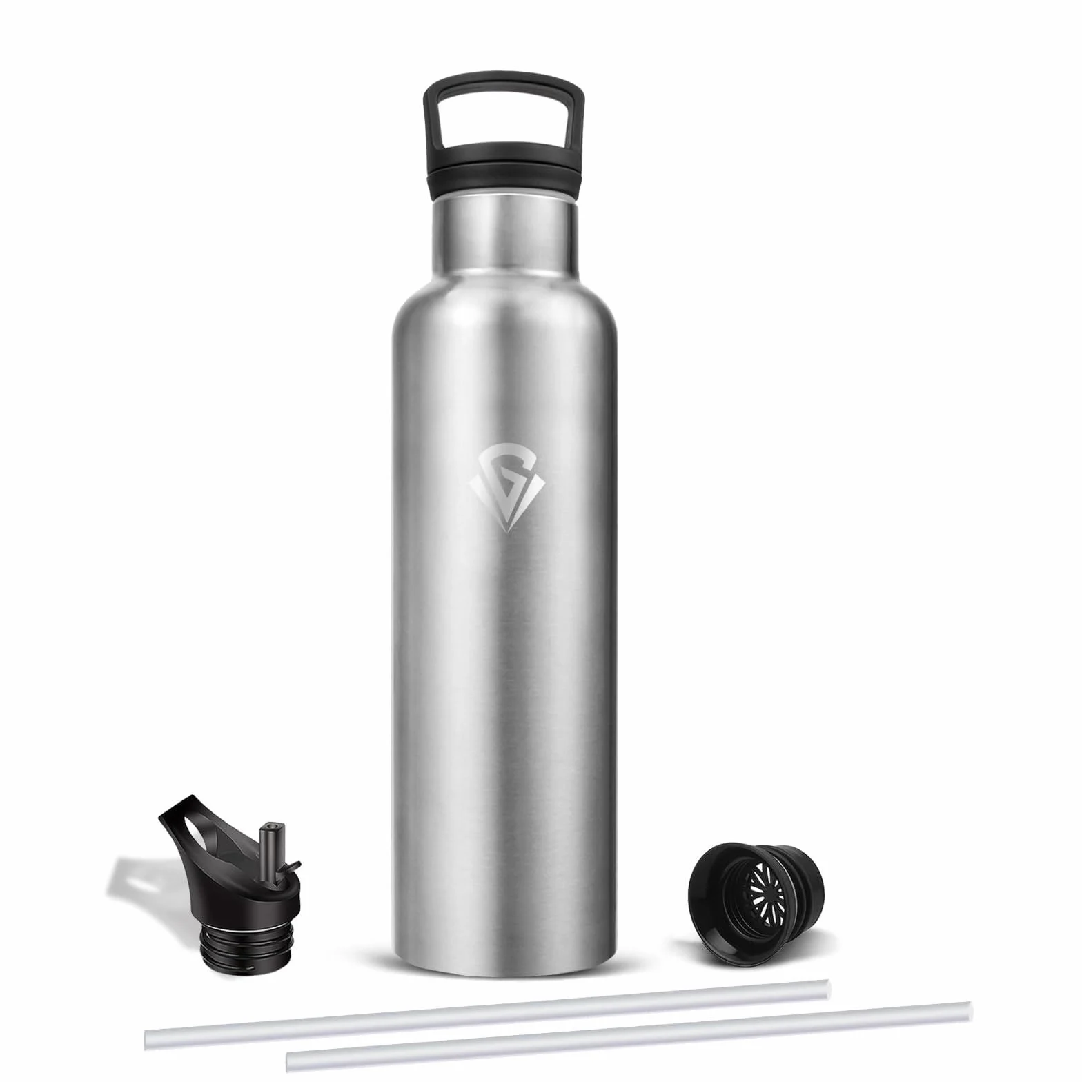 Borraccia Termica 1 Litro Acciaio Inox con Cannuccia, Senza BPA per Palestra Fitness Ciclismo