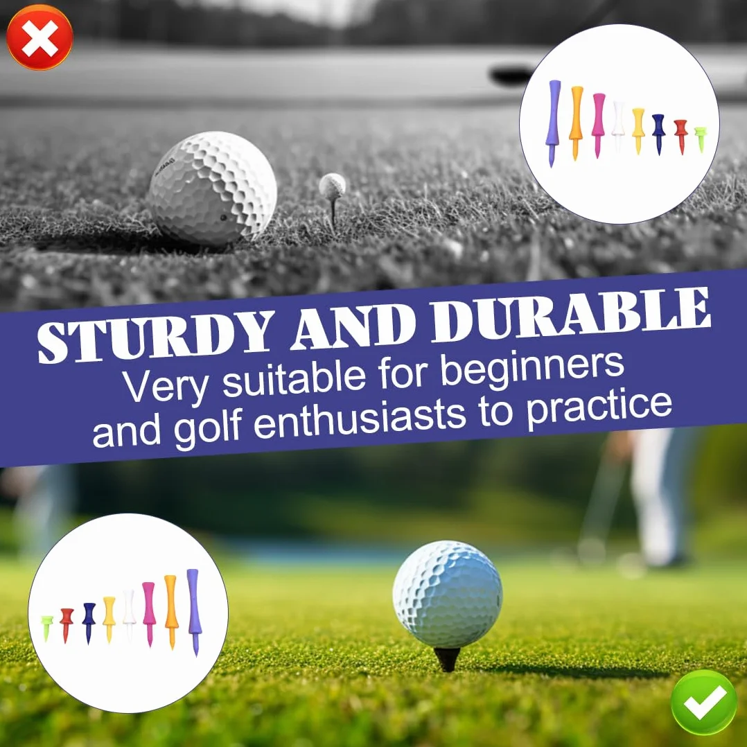 Golf Tees Professional 48 Pezzi, Golf Tee in Plastica, Controllo Altezza, Colore Misto, 25-83mm