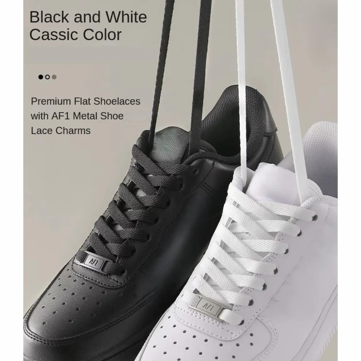 2 paia di lacci piatti di alta qualità con ciondoli in metallo AF1, lacci di ricambio per scarpe Air Force 1