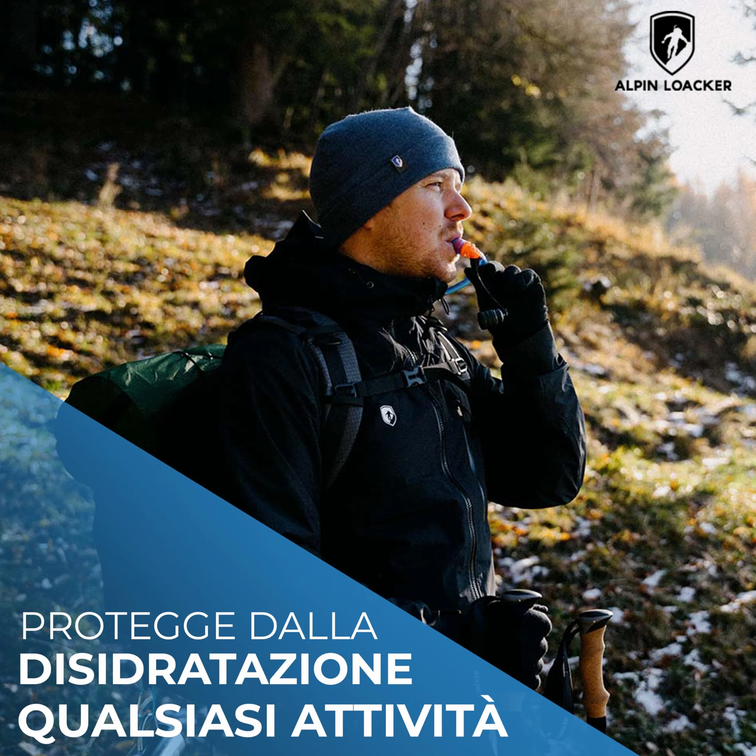 ALPIN LOACKER Bolla d'acqua per esterni con tubo per bere, sistema di idratazione senza BPA, zaino leggero